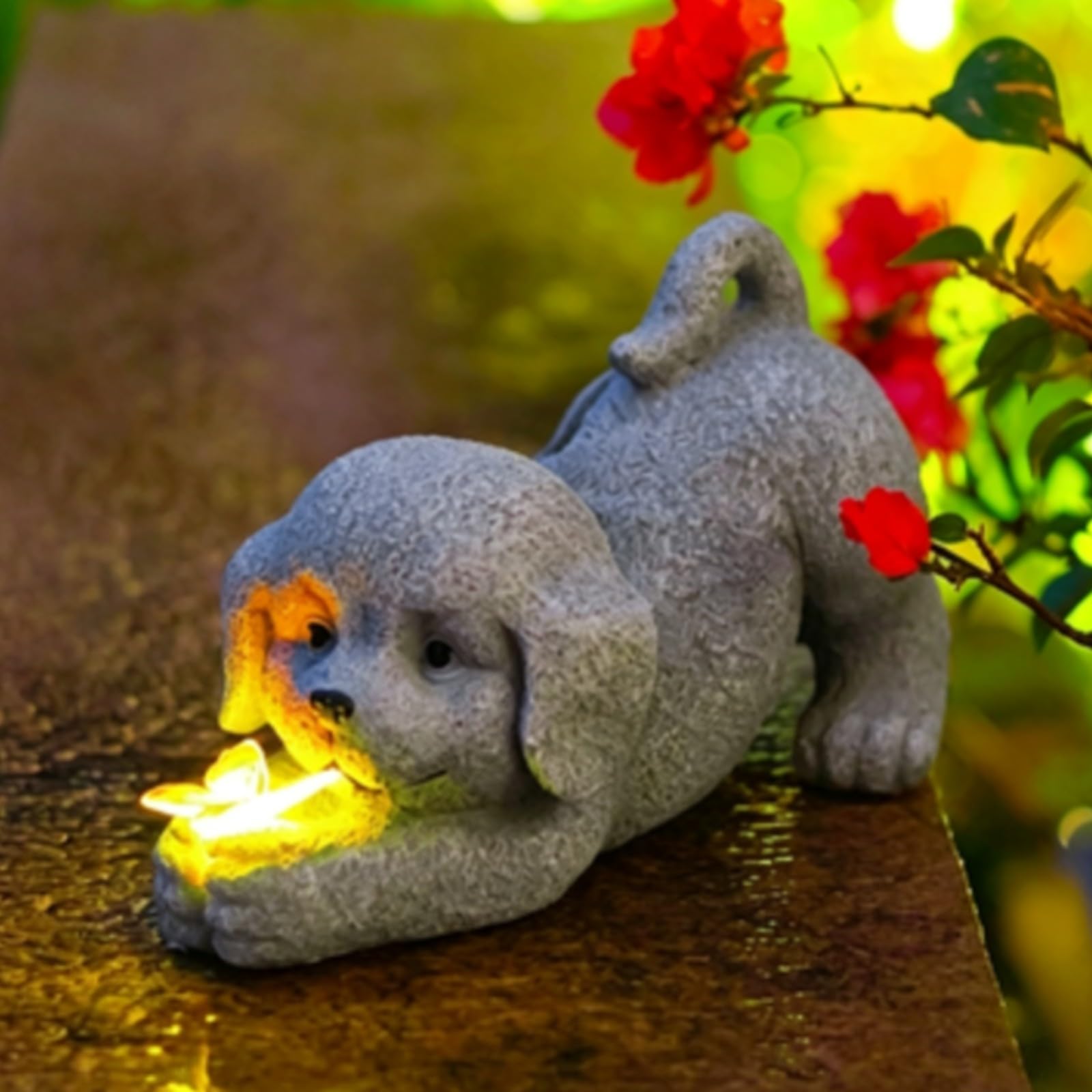 Statuetta con Effetto Pietra | Resistente Intemperie, Ornamento da Giardino per Cani con, Divertente, Decorazione, Patio, Sentieri