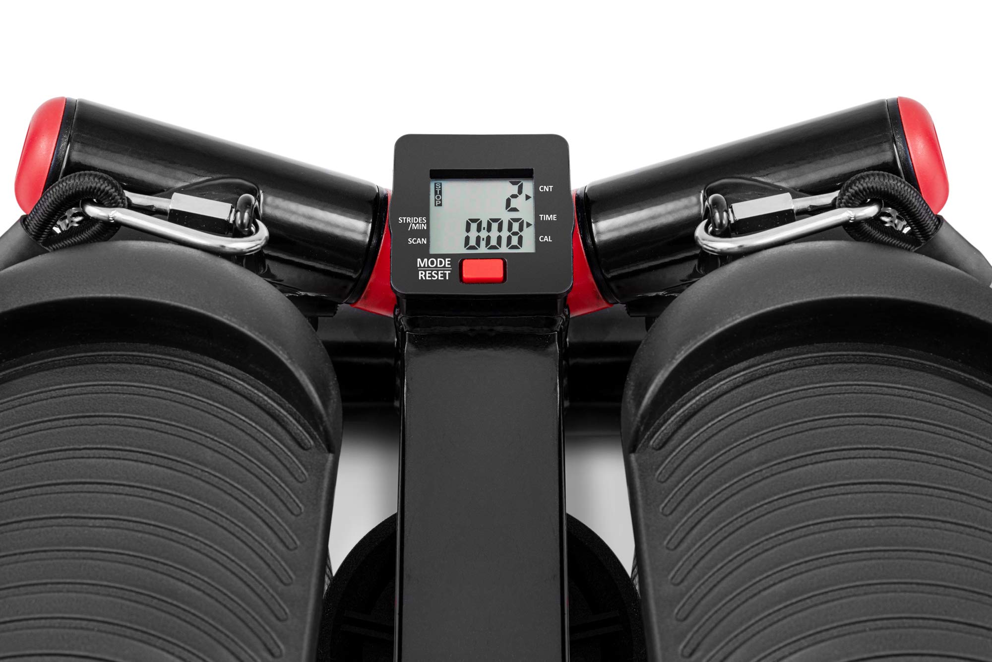 Hop-Sport Stepper mit Haltegriffen - Kompakter Swing Stepper für Zuhause, Fitnessgerät mit LCD-Display und Expandern, Nordic Walking Training, Max. Belastung 100 kg