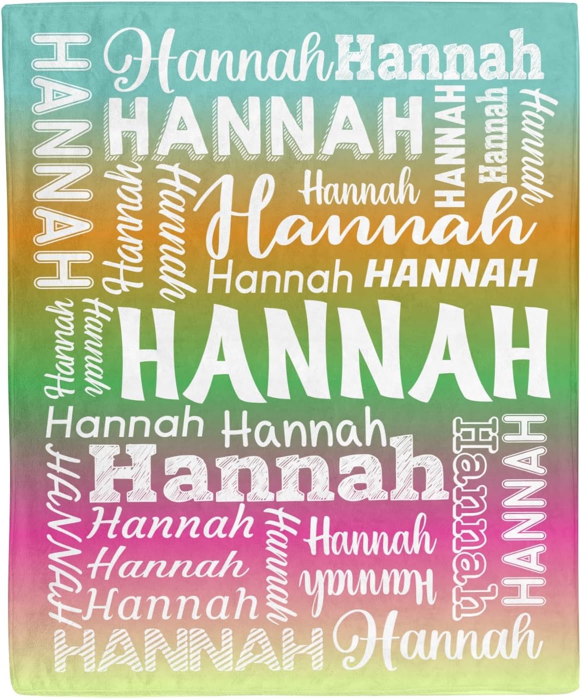 zaaprintblanket Rainbow Color Custom Name Blanket Flannel Blanket Personalized Blankets and Throws for Women Men Girls Boys Child Gift 50'' x 60''