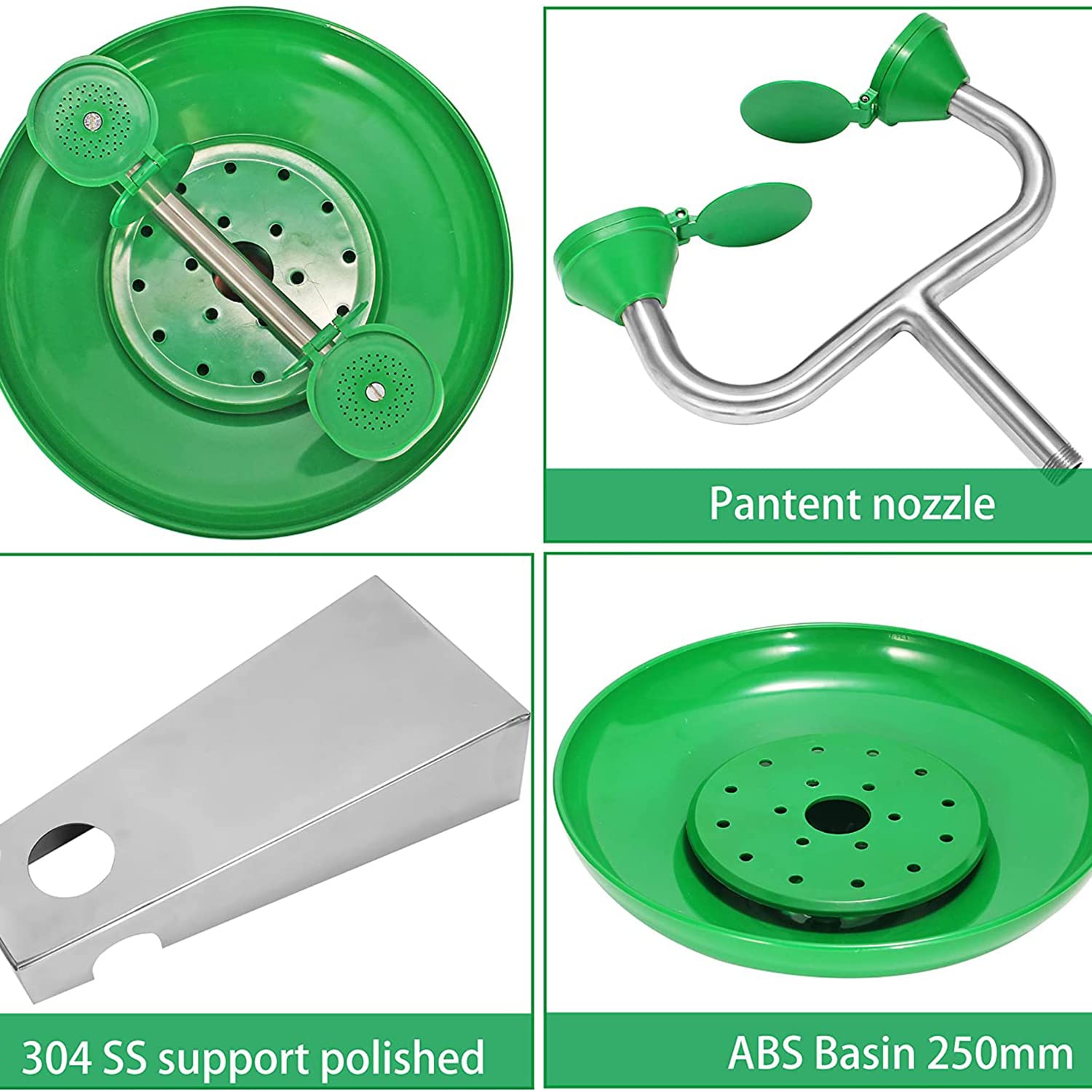 Lavaojos de Emergencia de Acero Inoxidable 304 para Montaje en Pared, lavaojos Profesional para Uso médico/químico/minero.