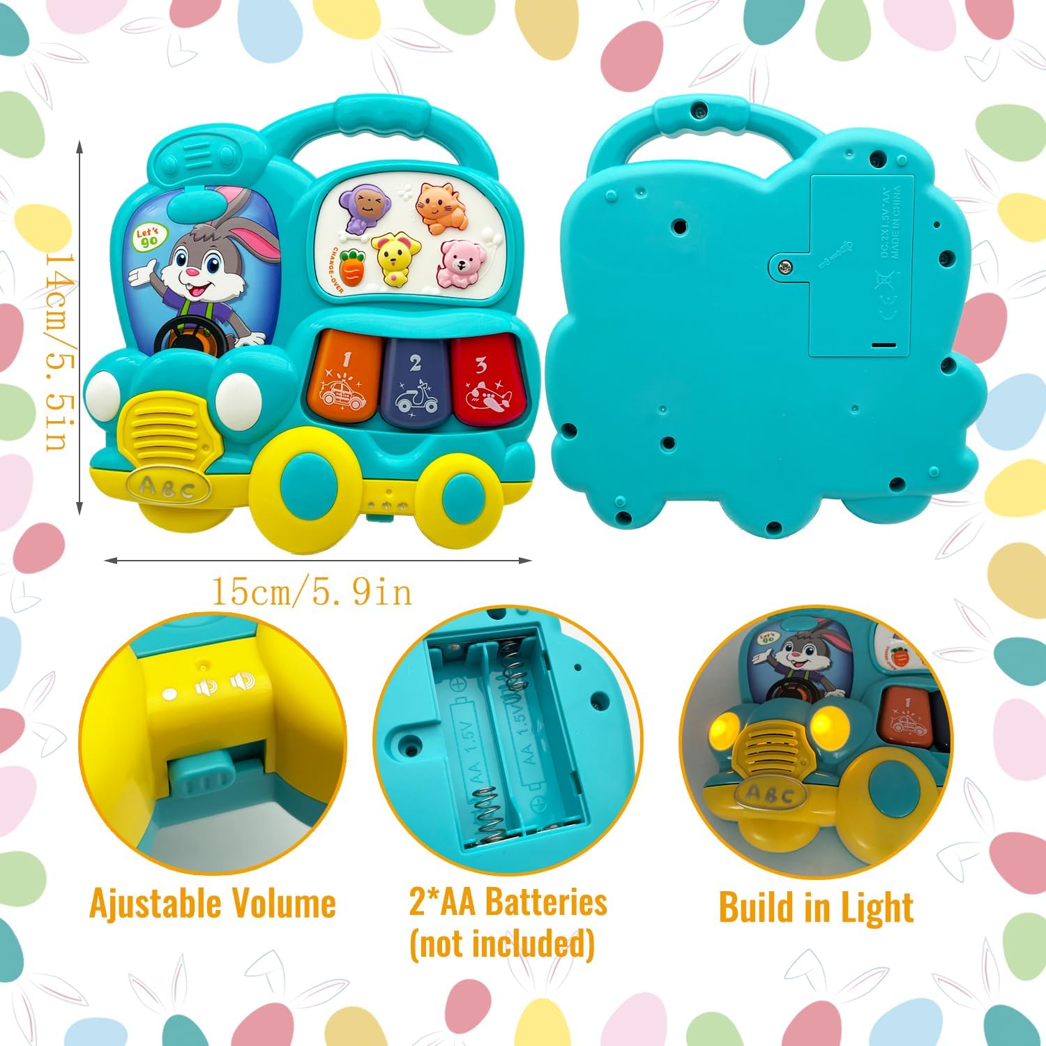 Baby Piano Toy, 6-12 Months Light Up Music Baby Toys for 0 3 6 9 Months, Early Learning Educational Boys Girls Gifts (car)