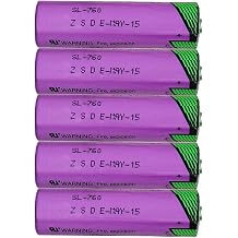 5-Pcs SL-760 AA Non-Rechargeable Battery Replacement for Tadiran SL-760 3.6V 2200mAh PLC Battery 3.6 Volt, 2.2 Ah, Non-Rechargeable