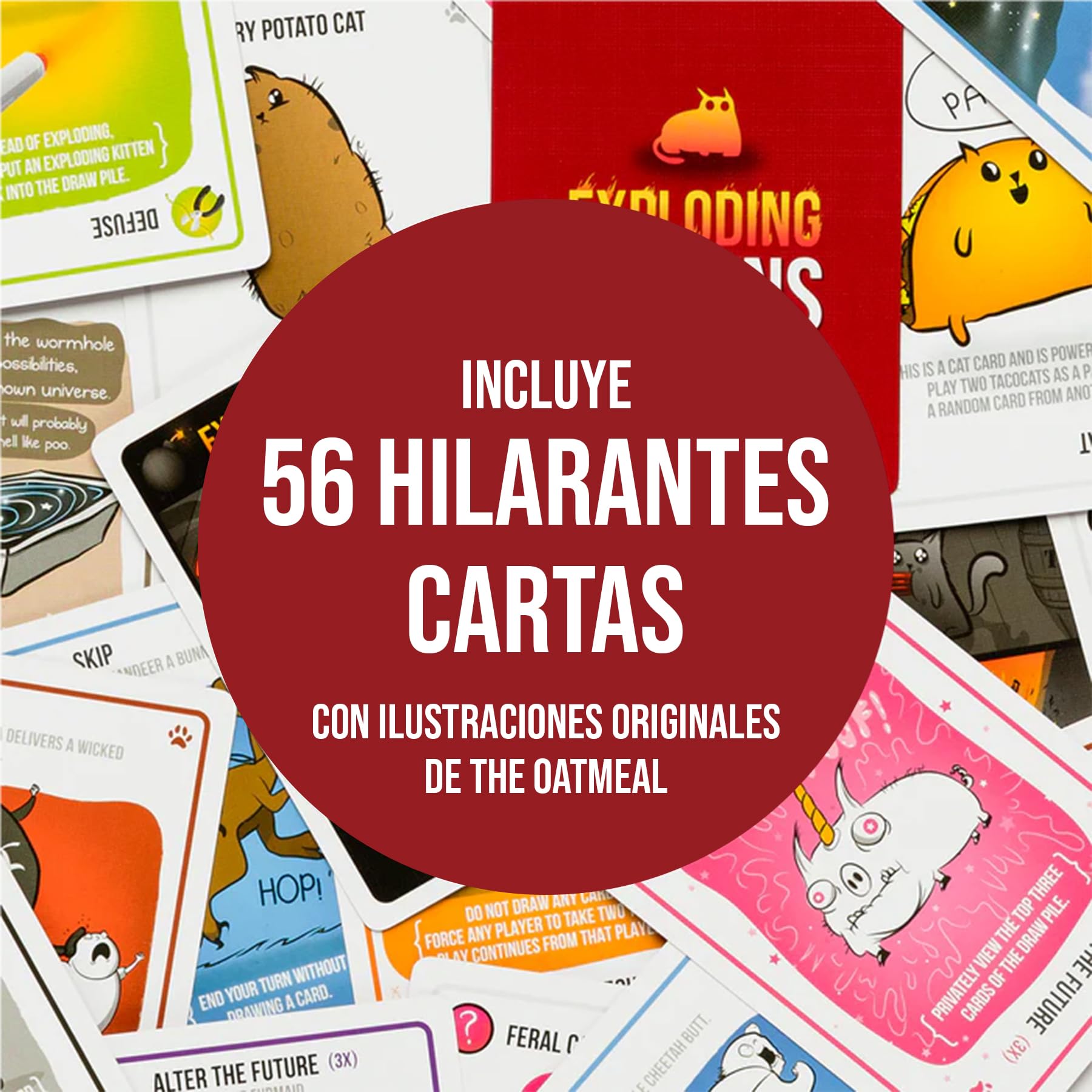 Asmodee Exploding Kittens, Juego para niños y Adultos a Partir de 7 años, Juego de Mesa estratégico y humorístico, No Hagas explotar los Gatitos, 2 a 5 Jugadores, 15 min, Español