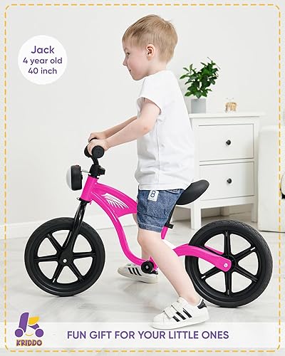 Miniatura 3 de KRIDDO Bicicleta de equilibrio para niños de 2 años, de 24 meses a 5 años, luz delantera, rueda de goma, bicicleta de regalo para niños y niñas de 2