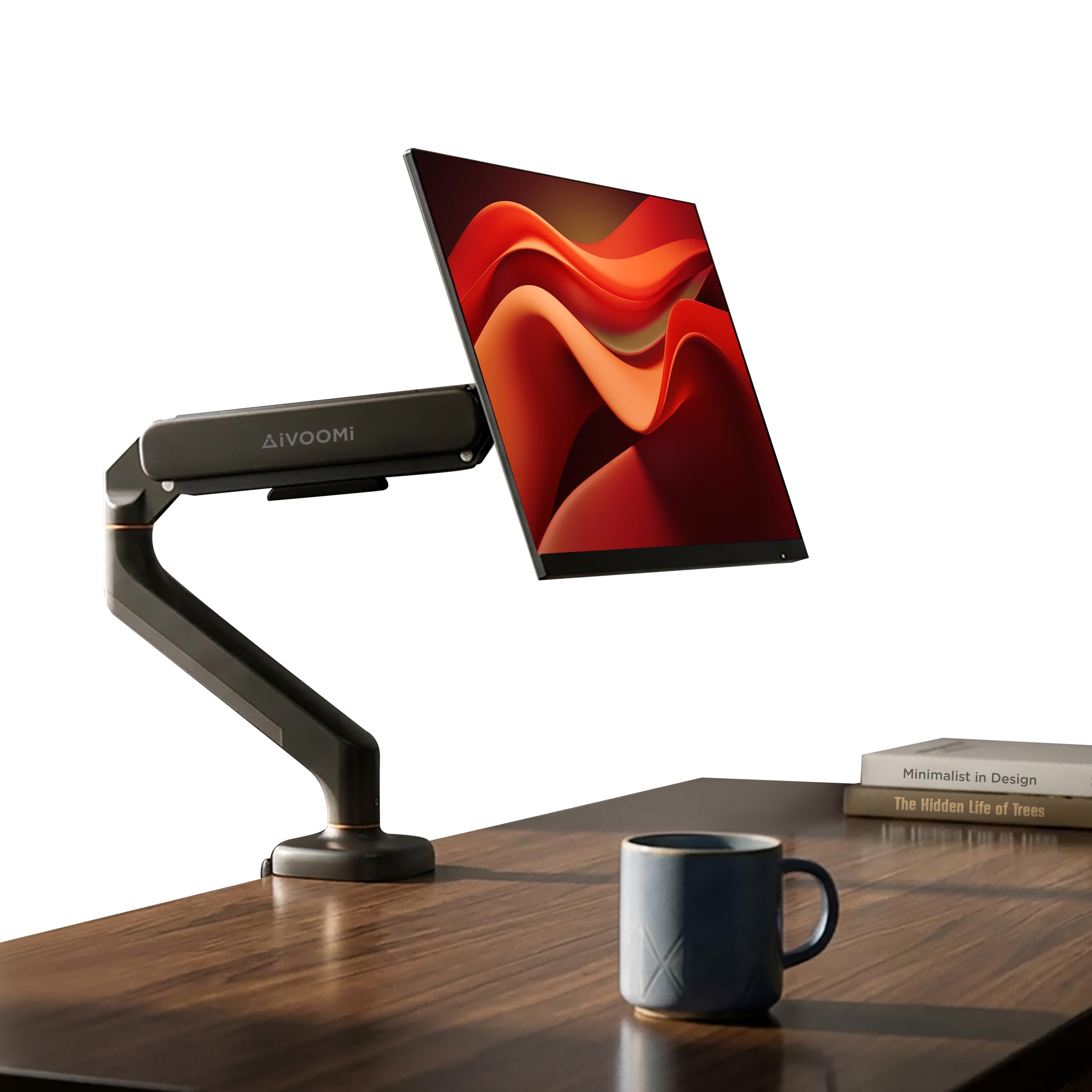 iVOOMi Single Monitor Gas Spring Arm, Fits 15-34" Screens, Holds up to 12kg, Dual Mount C-Clamp & Grommet, VESA Mount 75x75 & 100x100mm, 360° Rotation Lift/Tilt/Swivel/Rotate - Black-image-16