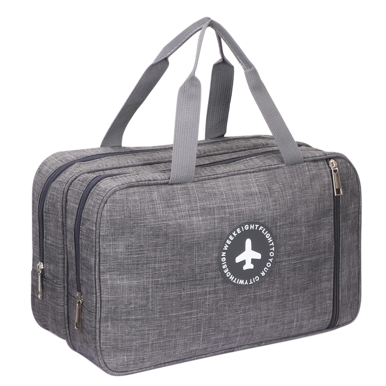 Arqumi Toiletry Bag for Sport Gym, Large Capacity Toiletries Bag with Wet and Dry Compartment, Waterproof Toiletries Clothes Storage Organizer for Women Men, Grey