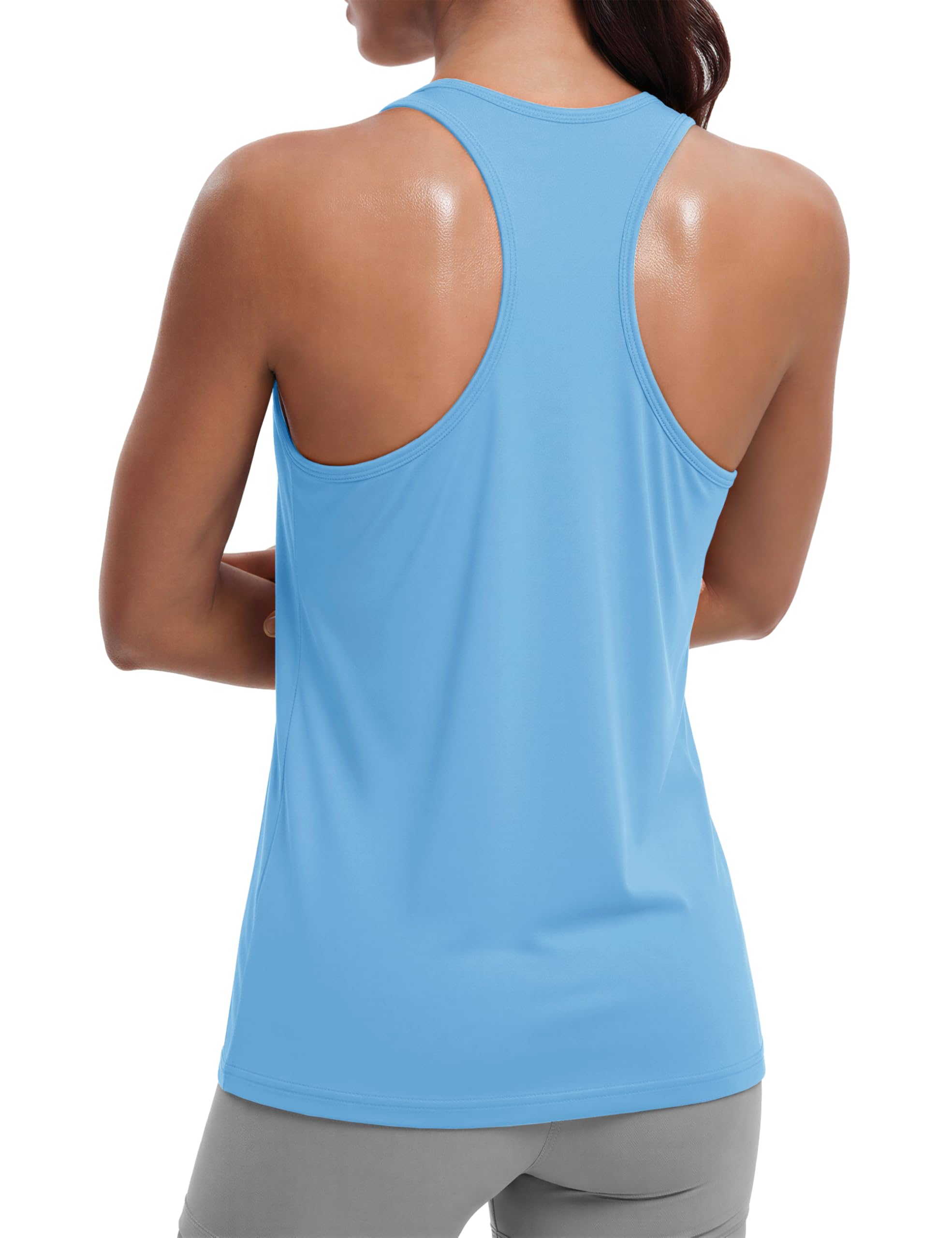 MAGCOMSEN Women's Workout Tank Tops Racerback Sleeveless Yoga Shirts Sun Protection UPF 80+ Gym Running Top — view 9