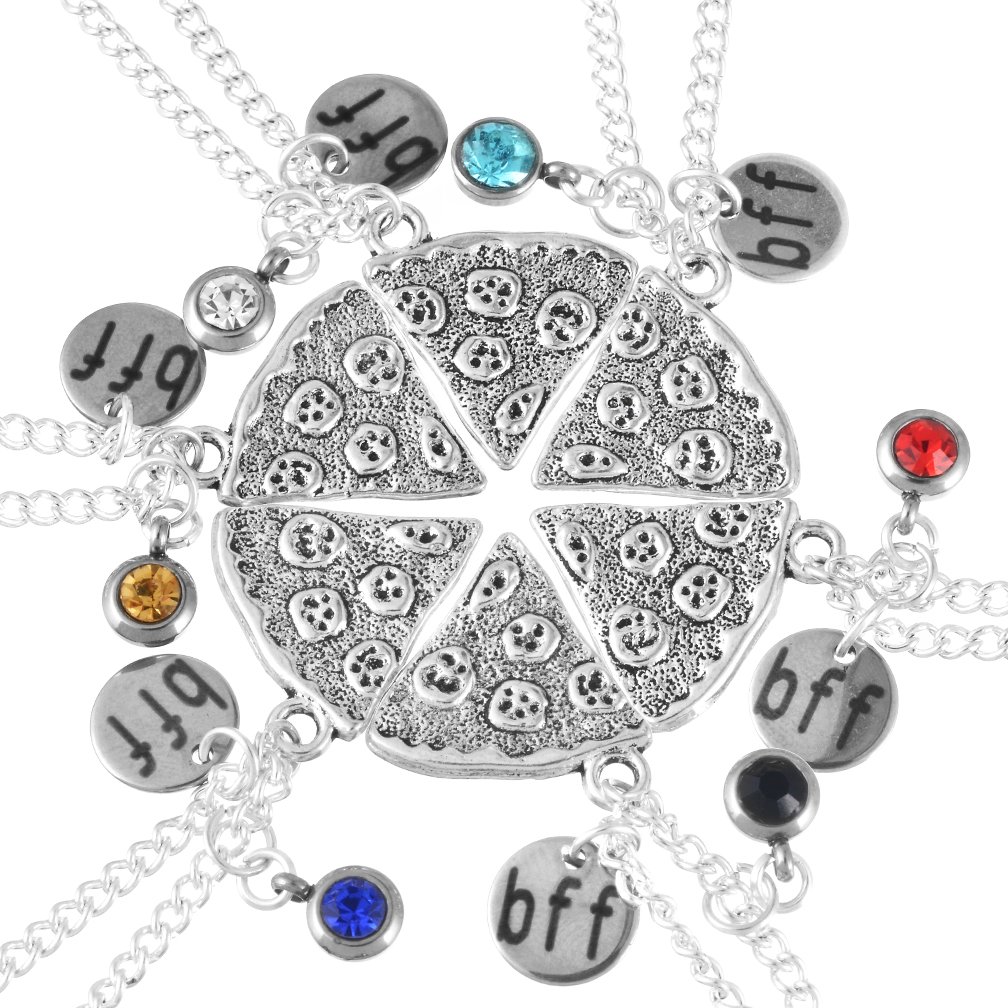 MJartoria Best Friend Forever Rhinestone Pizza Slice Friendship Necklace Set of 6 (B01IP8AFG2) Amazon Price History, Amazon Price Tracker