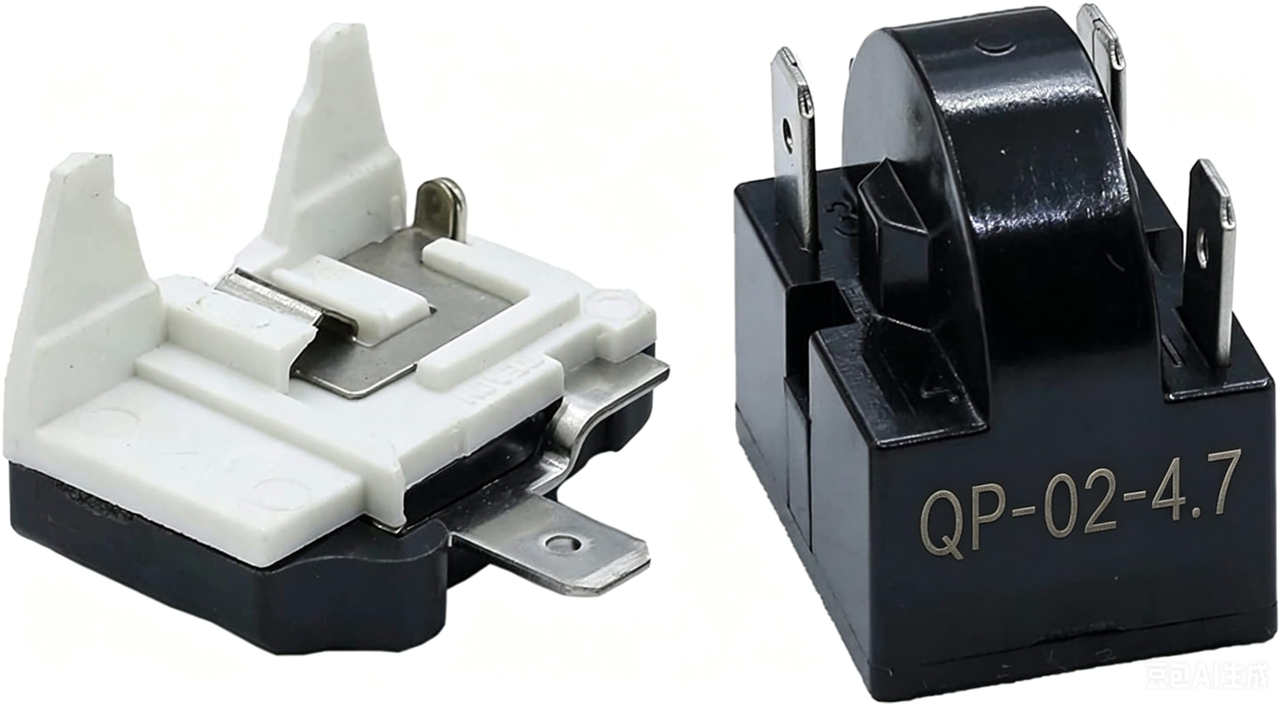Photo 1 of 1Pcs QP-02-4.7 3Pin 4.7 Ohm Refrigerator Start Relay Coolers Compressor Starter with 1Pcs 1/2HP Refrigerator Overload Protector
