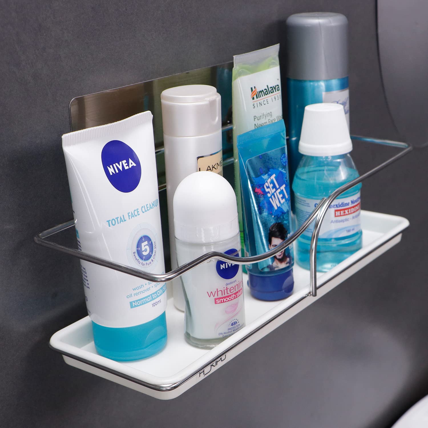 HOKIPO Plastic Magic Sticker Series Self Adhesive Plastic Wall Mounted Bathroom Shelf (White) (B07J1RRWSW) Amazon Price History, Amazon Price Tracker