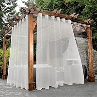 Vista 15 de BONZER Cortinas traslúcidas blancas para patio impermeables para exteriores – 2 paneles con ojales, cortina transparente de gasa para interiores
