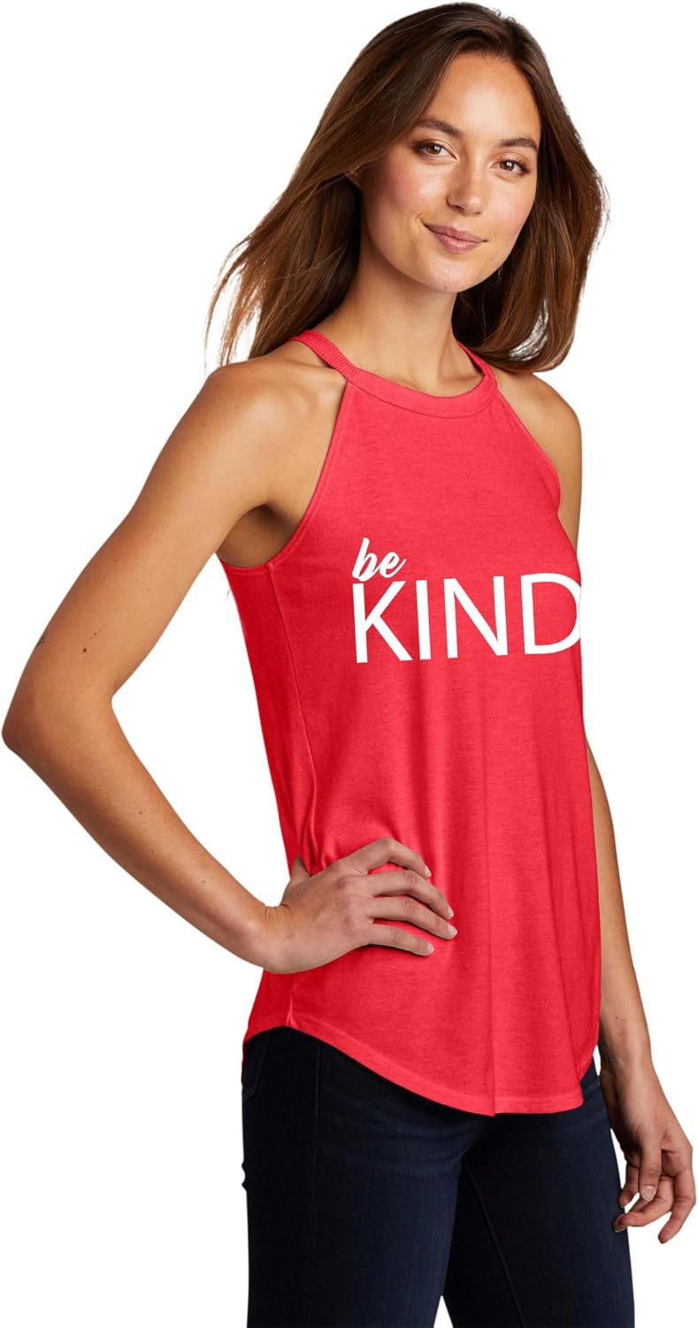 Be Kind Heart Graphic Inspirational Top Triblend Tank Top Racerback Rocker