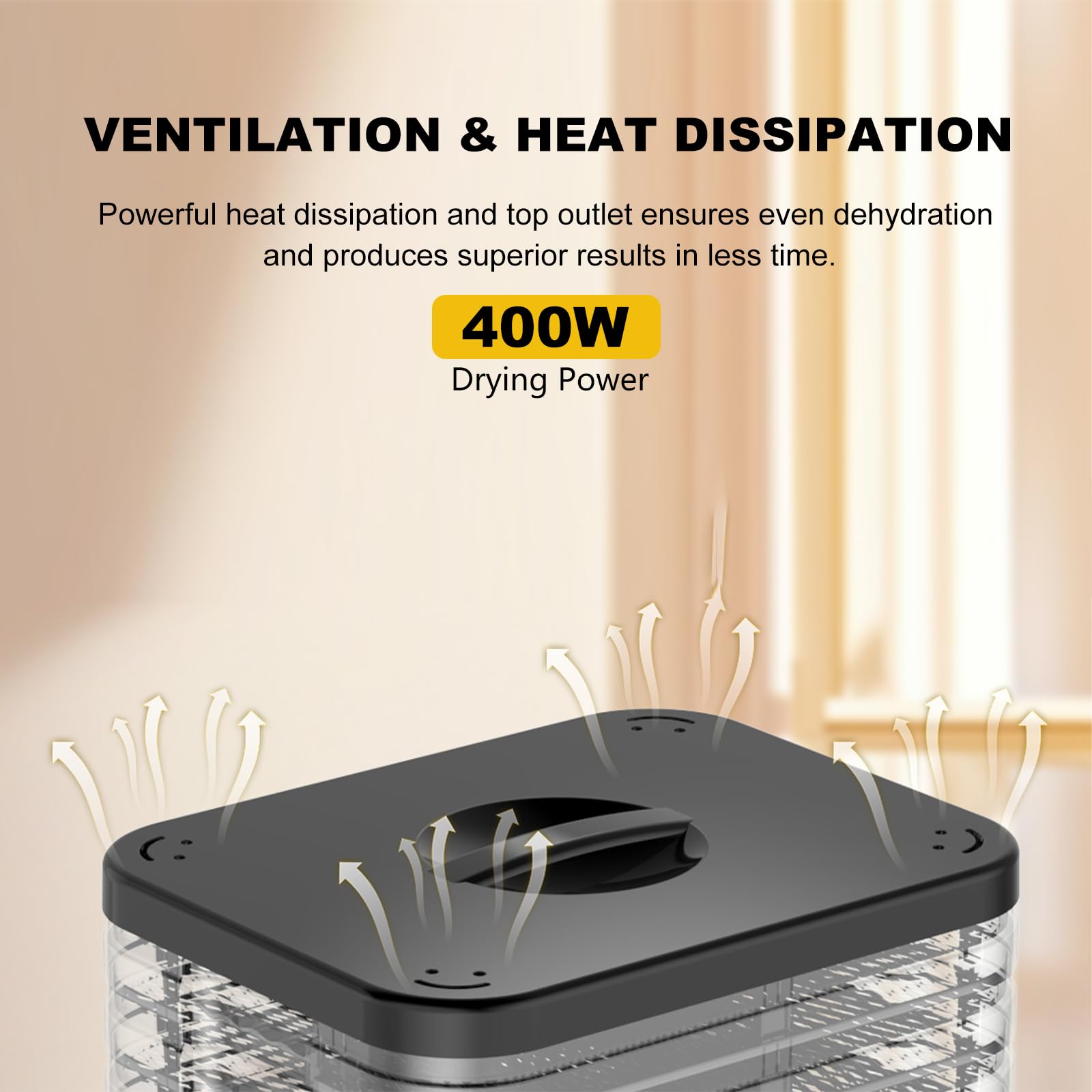 Deshydrateur Alimentaire 16L,8 Plateaux, Minuterie de 72 Heures, Température Réglable de 42 °C à 70 °C, pour le Séchage de Viande, Légumes et Fruits