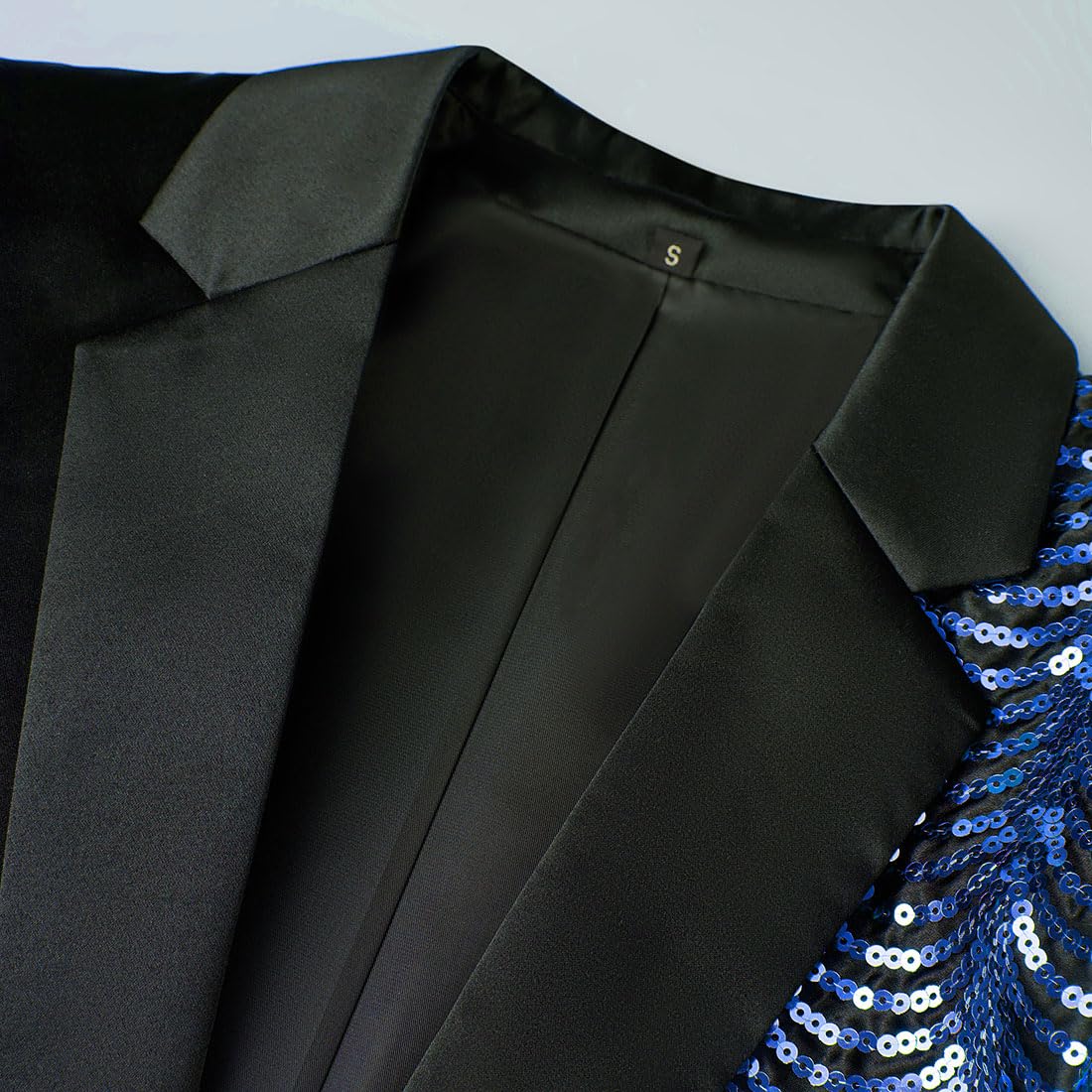 Uomo Verde Blu Oro Foglie Modello Paillettes Blazer