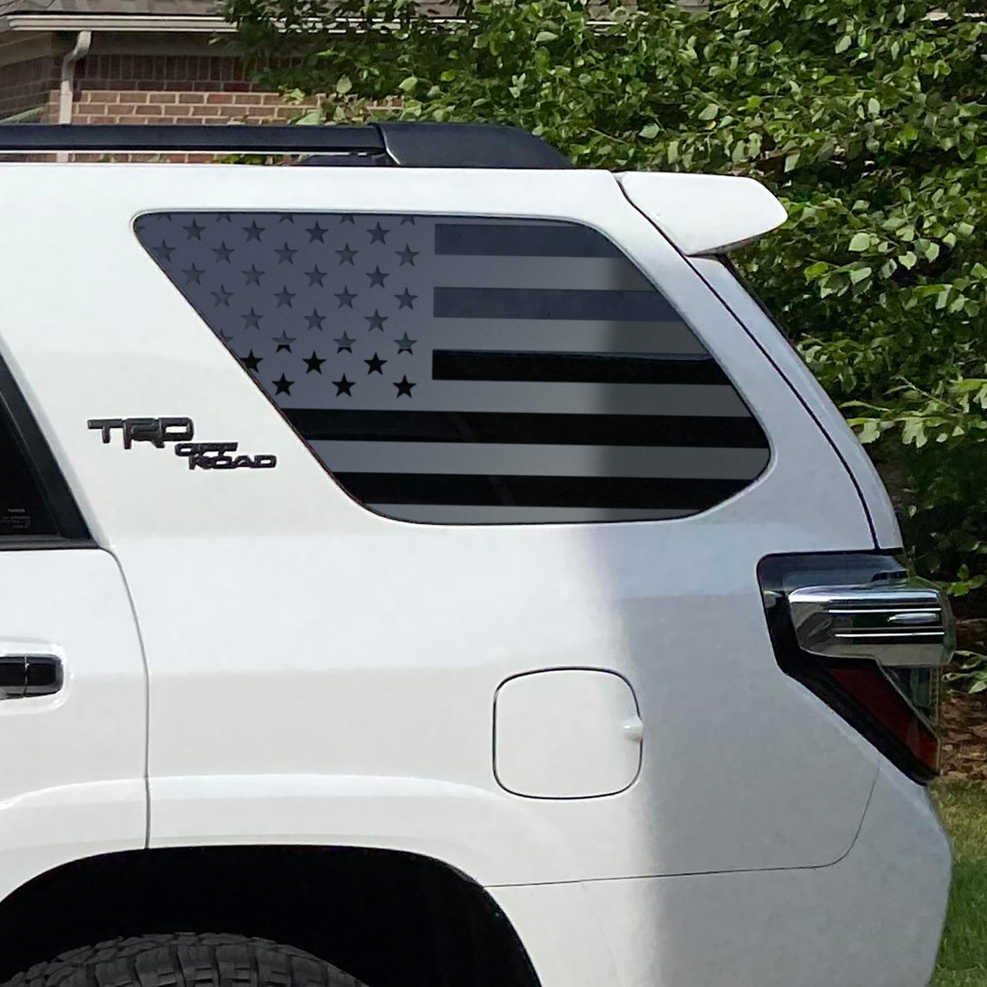 GRITKULTURE USA Flag Vinyl Decal 2-Pack - 28.5x15.7 Inch, Subdued Black, For Car Truck Window