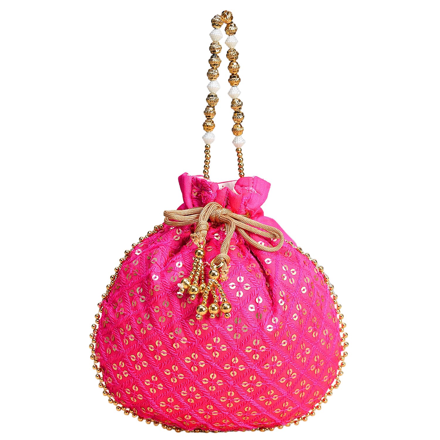 Potli | Silk Wedding Potli | Drawstring Closure Potli | Wallet Potli | Christmas Gift Potli | Baby Shower Potli | Traditional Shagun Potli | Single Side Sequins | Rani-image-44
