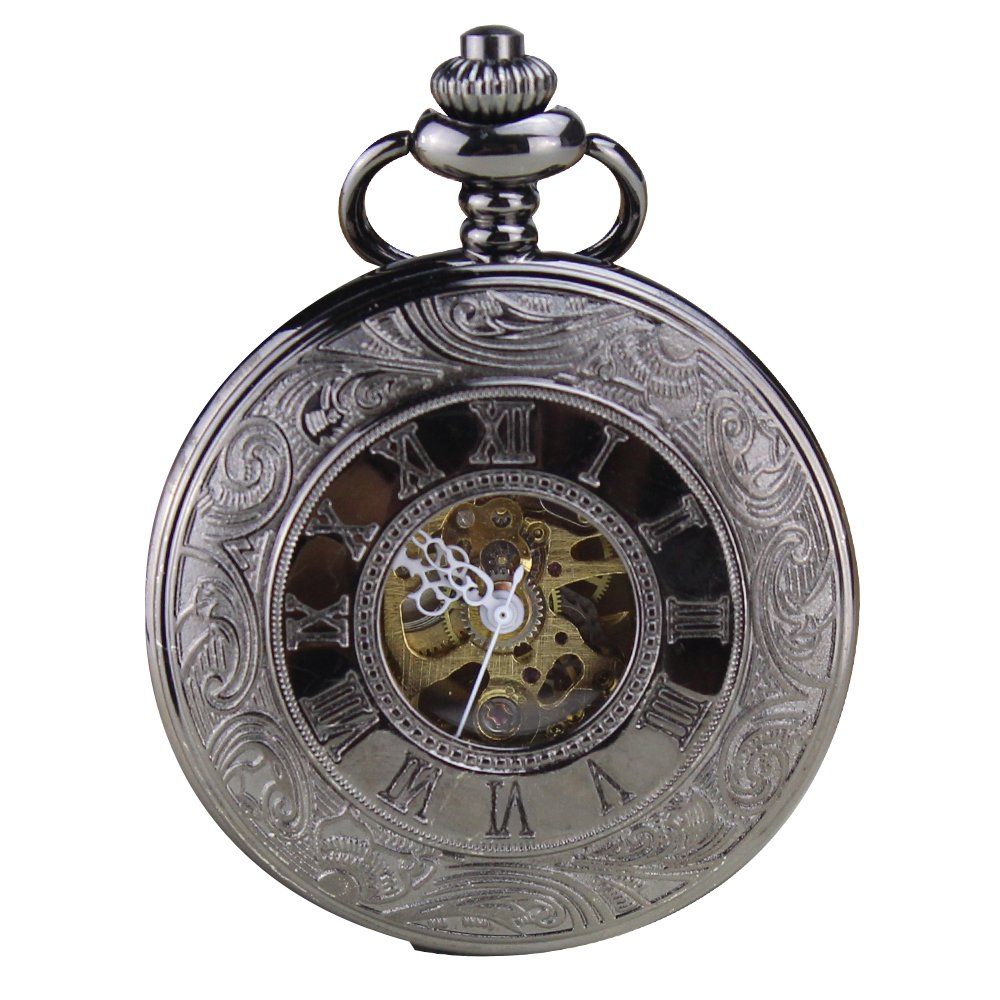 Chronomart Vintage Collection Gunmetal Color Hand-Wind Mechanical Pocket Watch ORK-P-0006