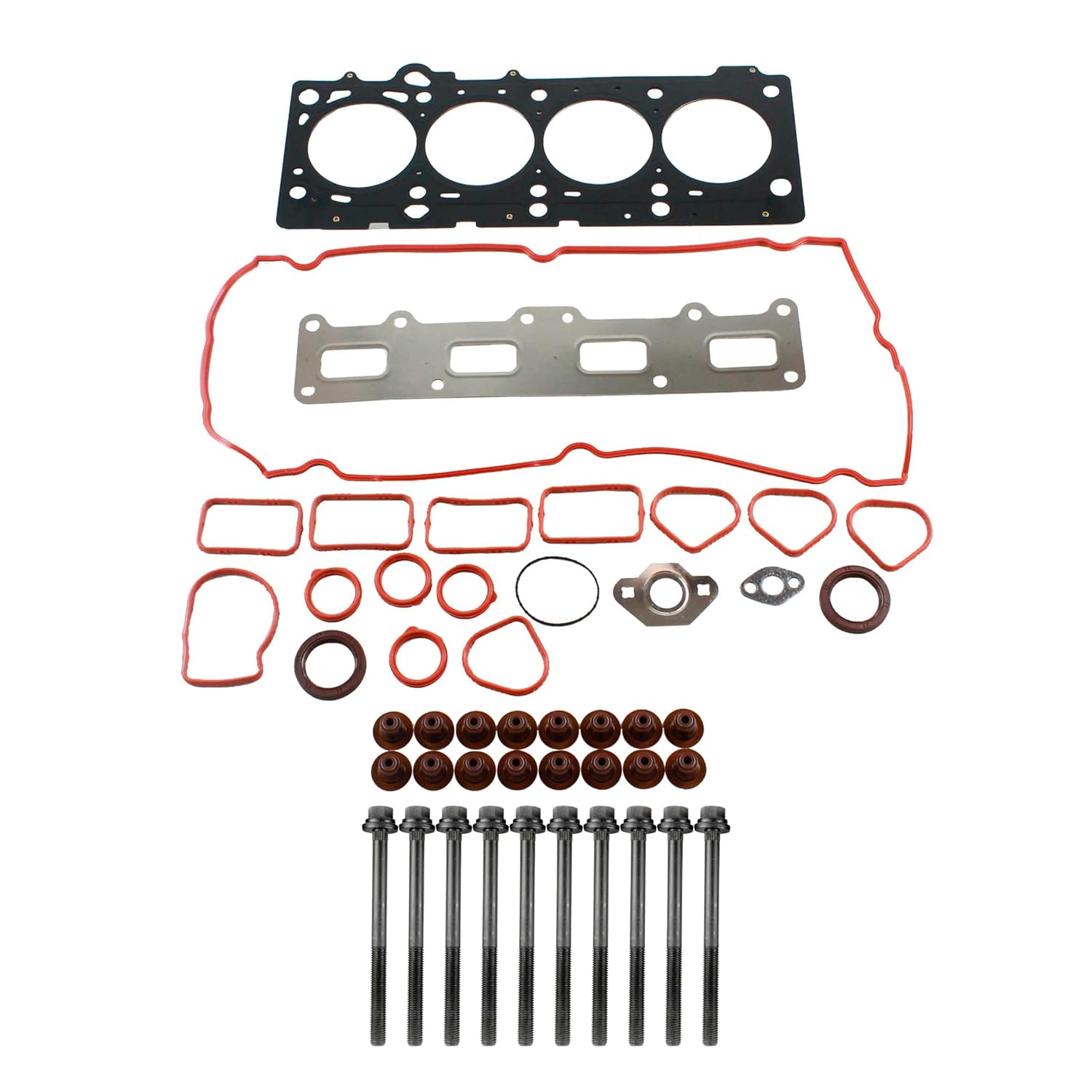 DNJ HGB113 Cylinder Head Gasket Set with Head Bolt Kit for 2002-2010 Chrysler Jeep Liberty PT Cruiser Wrangler 2.4L L4 16V DOHC 148cid