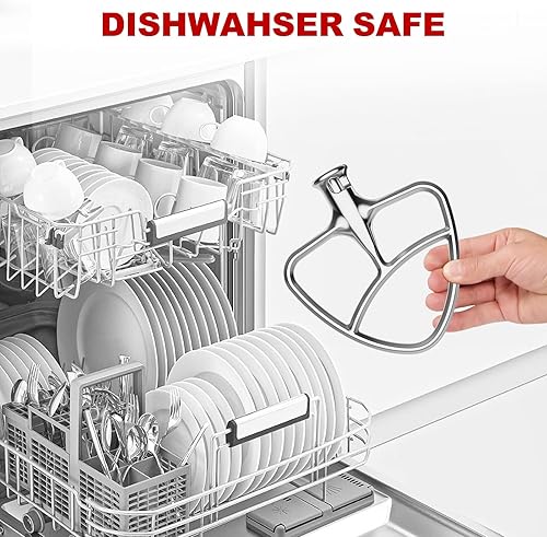 Miniatura 5 de Batidor plano de acero inoxidable para mezclador KitchenAid, accesorio de paleta para batidora de pie de cabeza inclinable para tazón de mezcla de