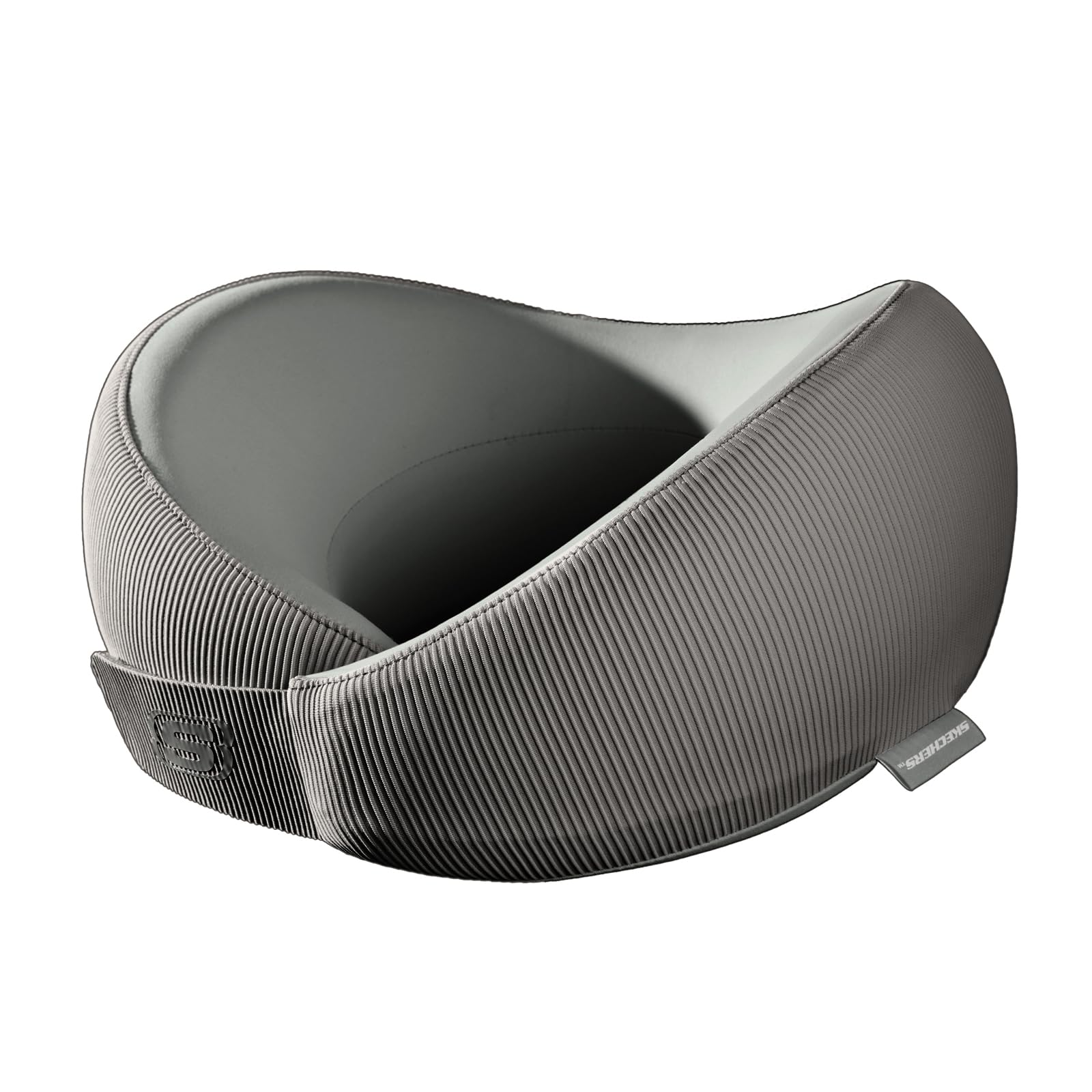 Skechers Men's Memory Foam Neck Pillow, Comfortable & Breathable Travel Pillow,Neck Pillow Airplane for Travel, Car Rides, Home, and Office Use, Ergonomic Design for Men and Women,Grey