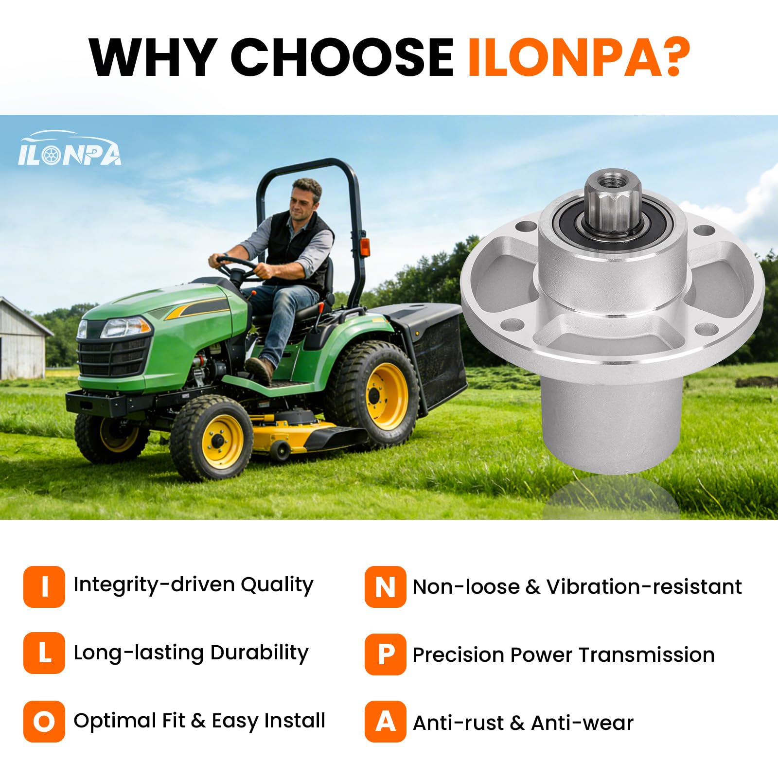ILONPA (3 unidades) Conjunto de husillo reemplaza a Hustler 601804 Excel, Raptor SD SDX