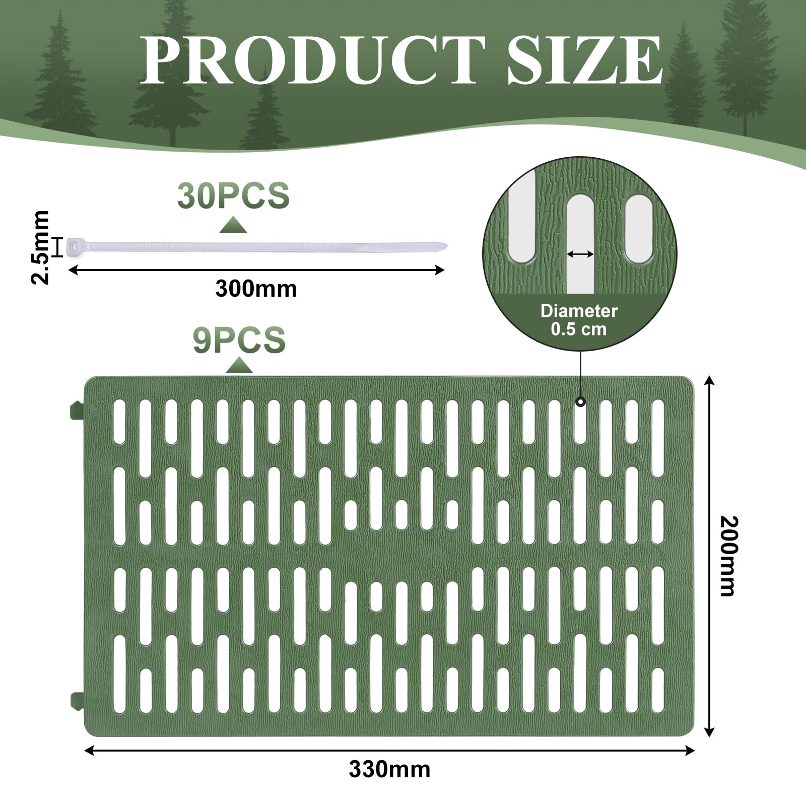 CPROSP 9 Pezzi Protezione per Tronco d'Albero 33 * 20cm, Proteggi Piante per Decespugliatore Dimensioni Regolabili, per la Protezione Contro il Rosicchiamento di Animali e Tosaerba, Verde scuro