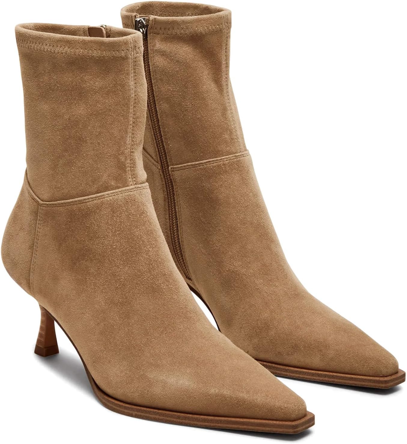 Coutgo Womens Kitten Low Heel Ankle Boots Pointed Toe Side Zipper Short Booties Fall Shoes - Image 3