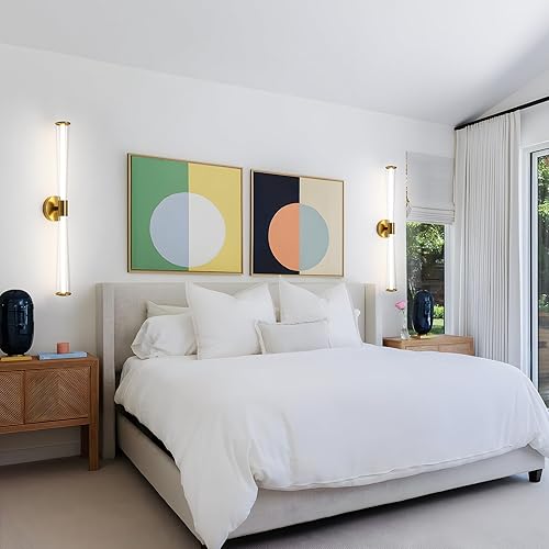 Miniatura 9 de KAISITE Lámpara de tocador de baño  Oro cepillado de 32 pulgadas regulable LED luz de tocador para baño, lámpara de pared moderna 3500K 17W barra de