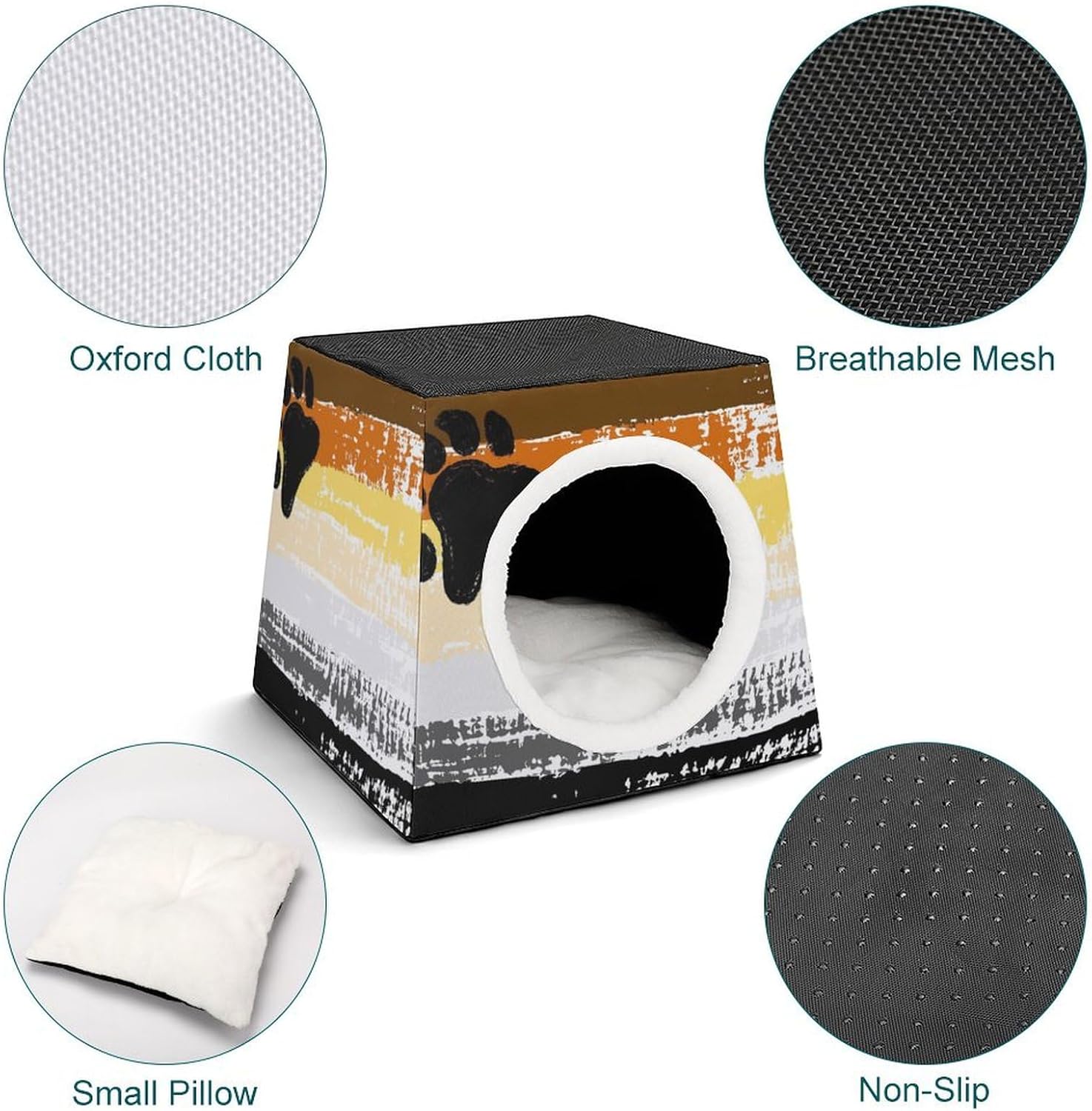 Generic Bear Brotherhood Pride Flag Cat House for Indoor with Spacious Cat Nest, style-1-4