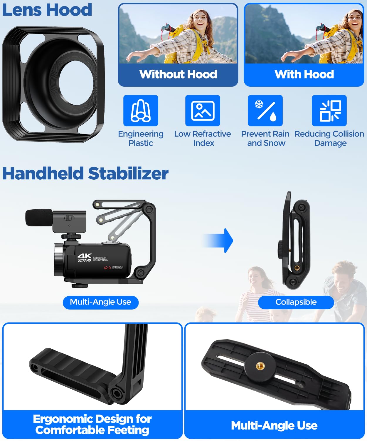 4K Videocámara Camcorder Youtube Vlogging Cámara 18X Zoom Digital 3.0" 270° Cámara de Registro de vídeo de Pantalla giratoria con micrófono, Control Remoto, 2 baterías, Tarjeta SD 32G
