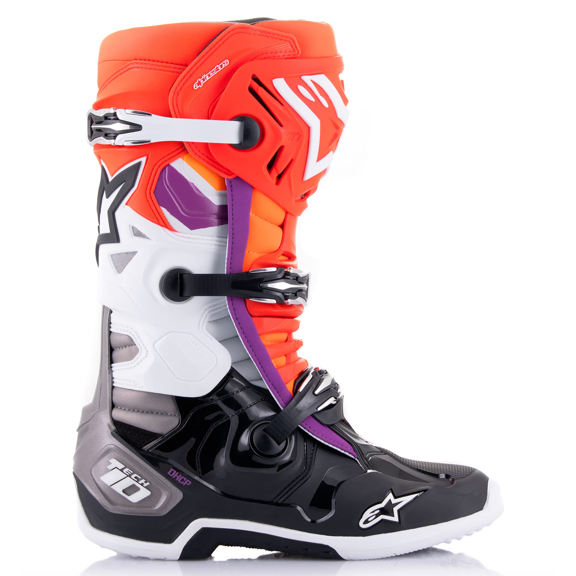 Alpinestars 2010020-1332-9: Tech 10 Boots Blk/Flo Red/Flo Org/Wht Sz 9