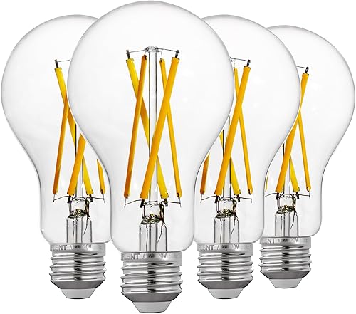 Miniatura 1 de FLSNT Bombillas LED A21 regulables equivalentes a 100 W, 12 W, 1600 lúmenes, blanco suave de 2700 K, CRI90, base media E26, vidrio transparente,