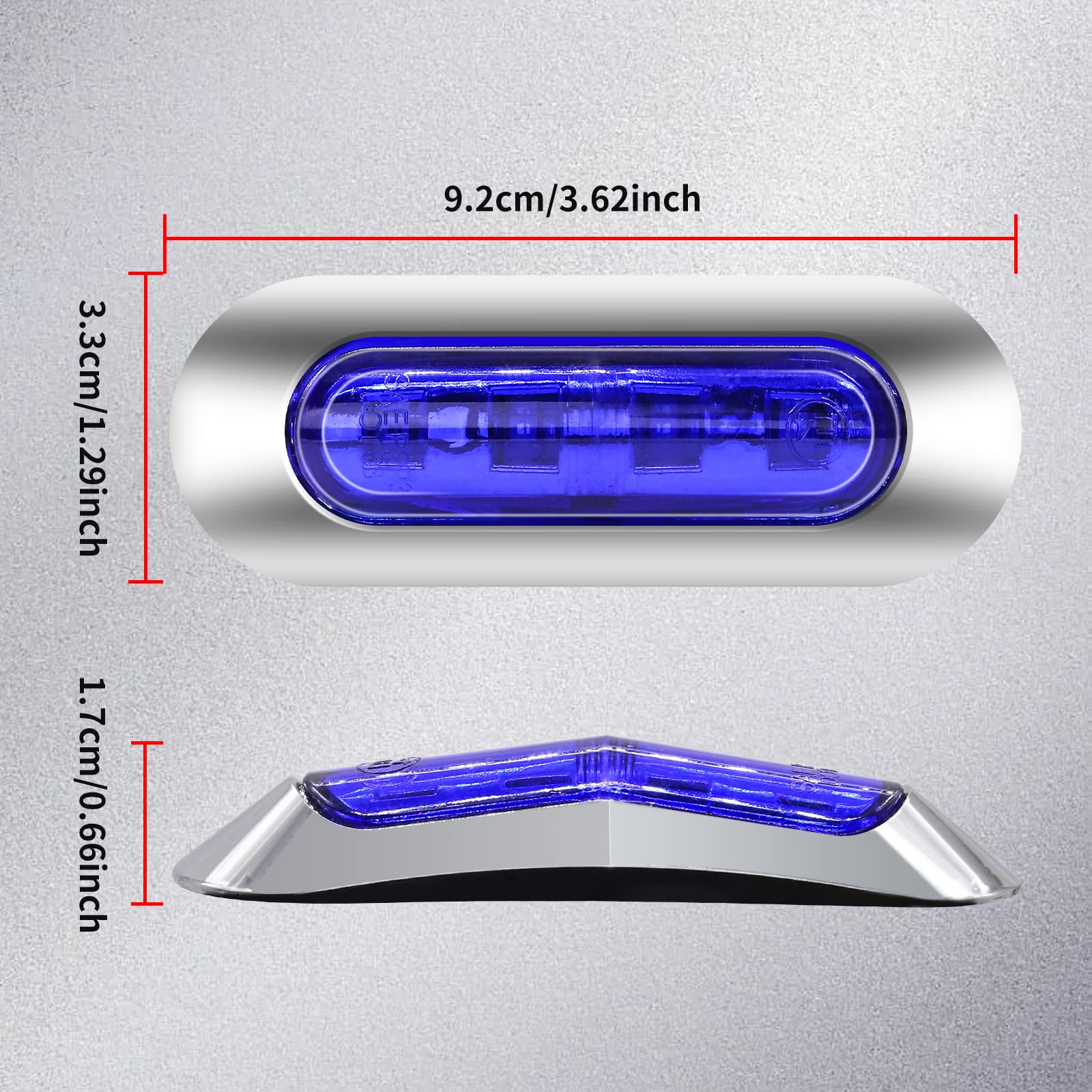Luci di Posizione Laterali a LED, 4-LED Luci di Posizione 12V/24V Universali per Camion, Roulotte, Autobus, Barca, Blu, 4 Pezzi