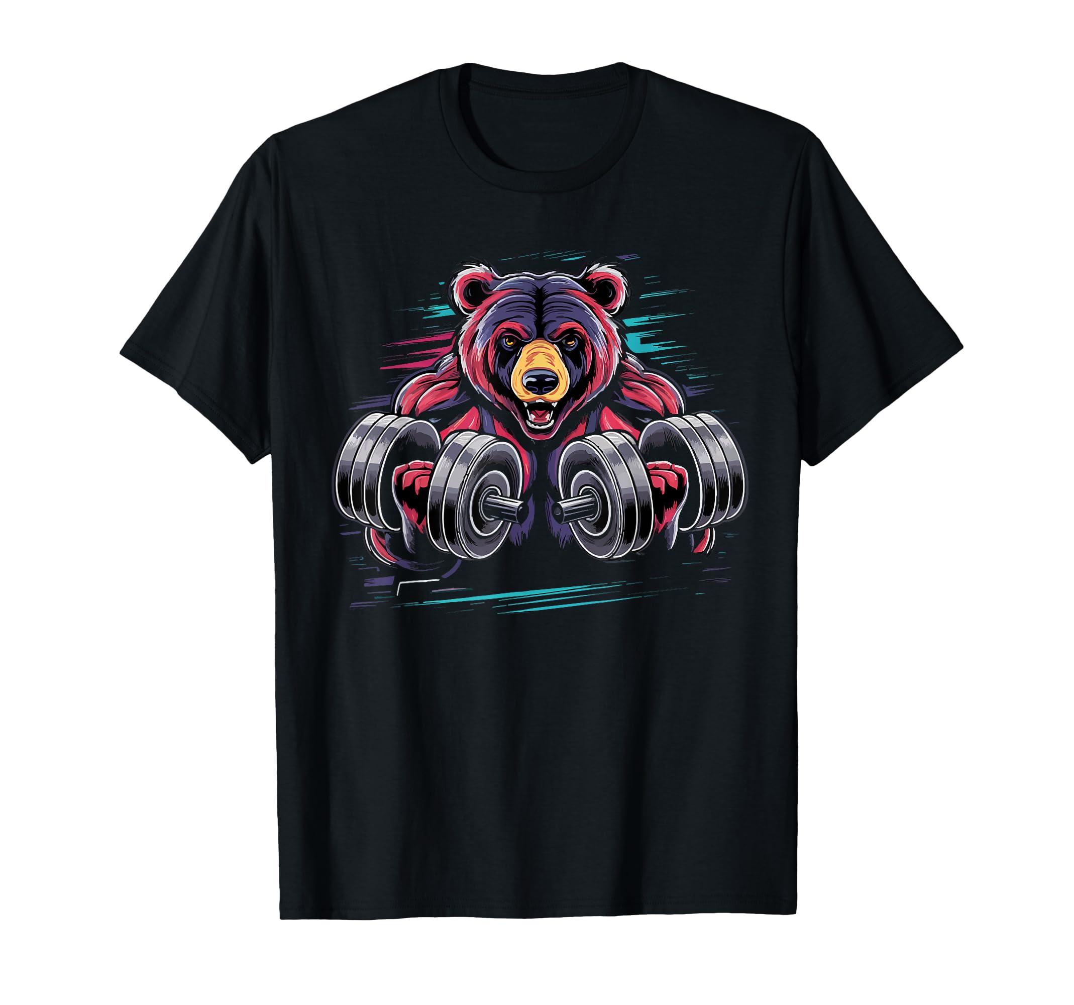Bear Lifting Dumbbells Gym Fitness Animal TeeFunny Bear Lifting Weights Gym Workout Animal Fitness T-Shirt