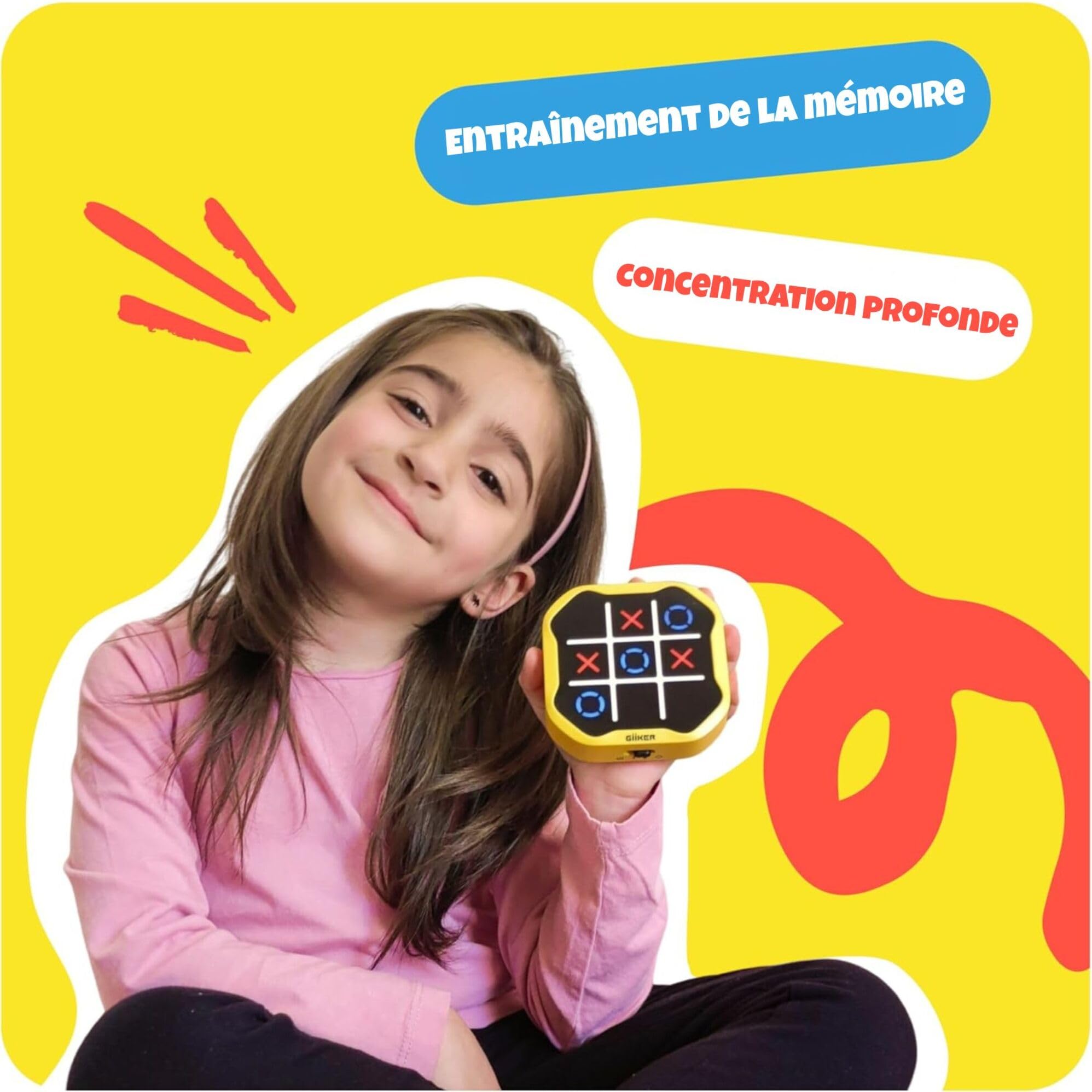 GIIKER Tic Tac Toe Bolt Game, Console de Jeu de Puzzle Portable Originale 3 en 1, Jeux de Voyage Portables pour Les trajets en Voiture, Jeux de société pour Enfants et Adultes, Cadeaux d'anniversaire