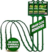 Zip-It Drain Snake 3-Pack | 25-Inch Hair Clog Remover for Sink, Shower, Tub Drains | Made in USA, Reusable, Non-Toxic
