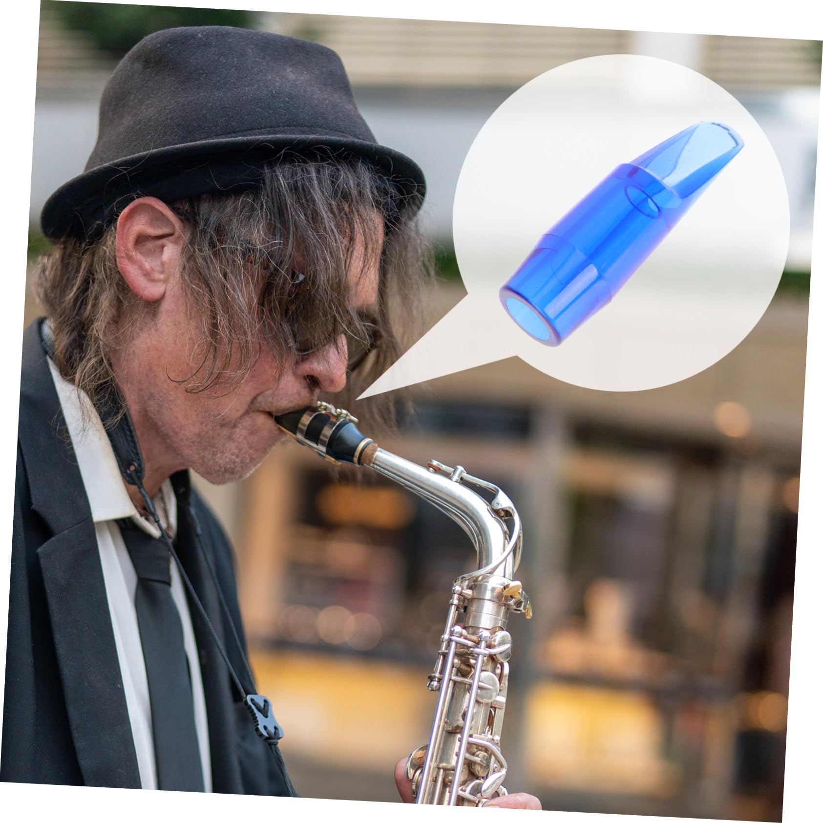 Bec de Saxophone Alto Bleu en ABS, Accessoire de Remplacement Multifonction pour Améliorer le Timbre, pour Saxophonistes