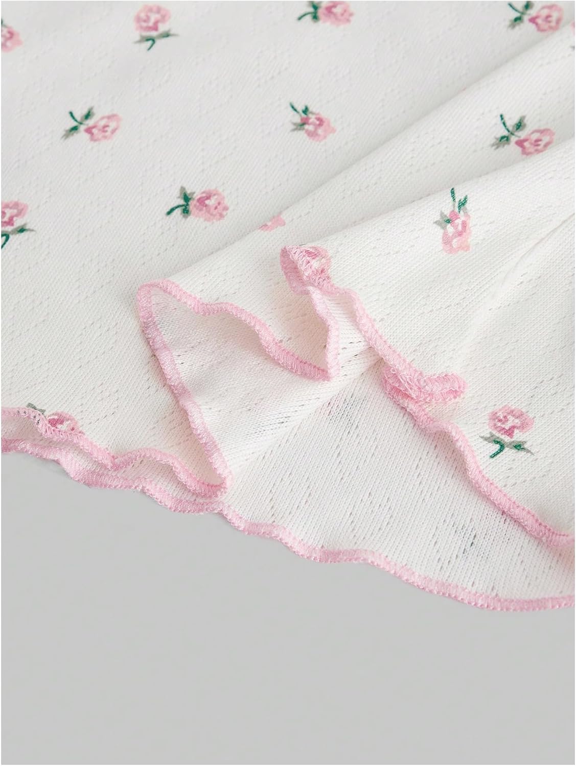 SOLY HUX Women's Summer Short Sleeve Y2k Tees Ditsy Floral Lace Bowknot Tshirts Kawaii Crop Tops - Image 4