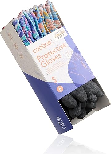 Miniatura 3 de COOLJOB - Guantes de jardinería coloridos para mujer, guantes de jardín transpirables y con recubrimiento de goma, guantes de trabajo protectores