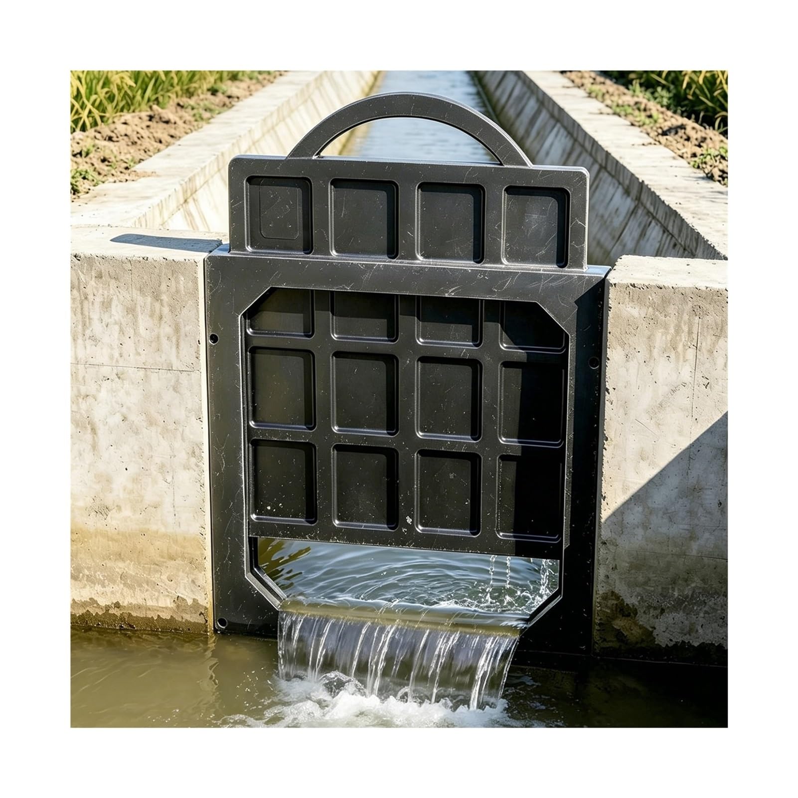 Paratoia Portatile Valvola Per Irrigazione Agricola(30x45cm) | Fibra di Vetro 5cm | Controllo Bidirezionale | Posa in Cemento | Comoda Maniglia Manuale