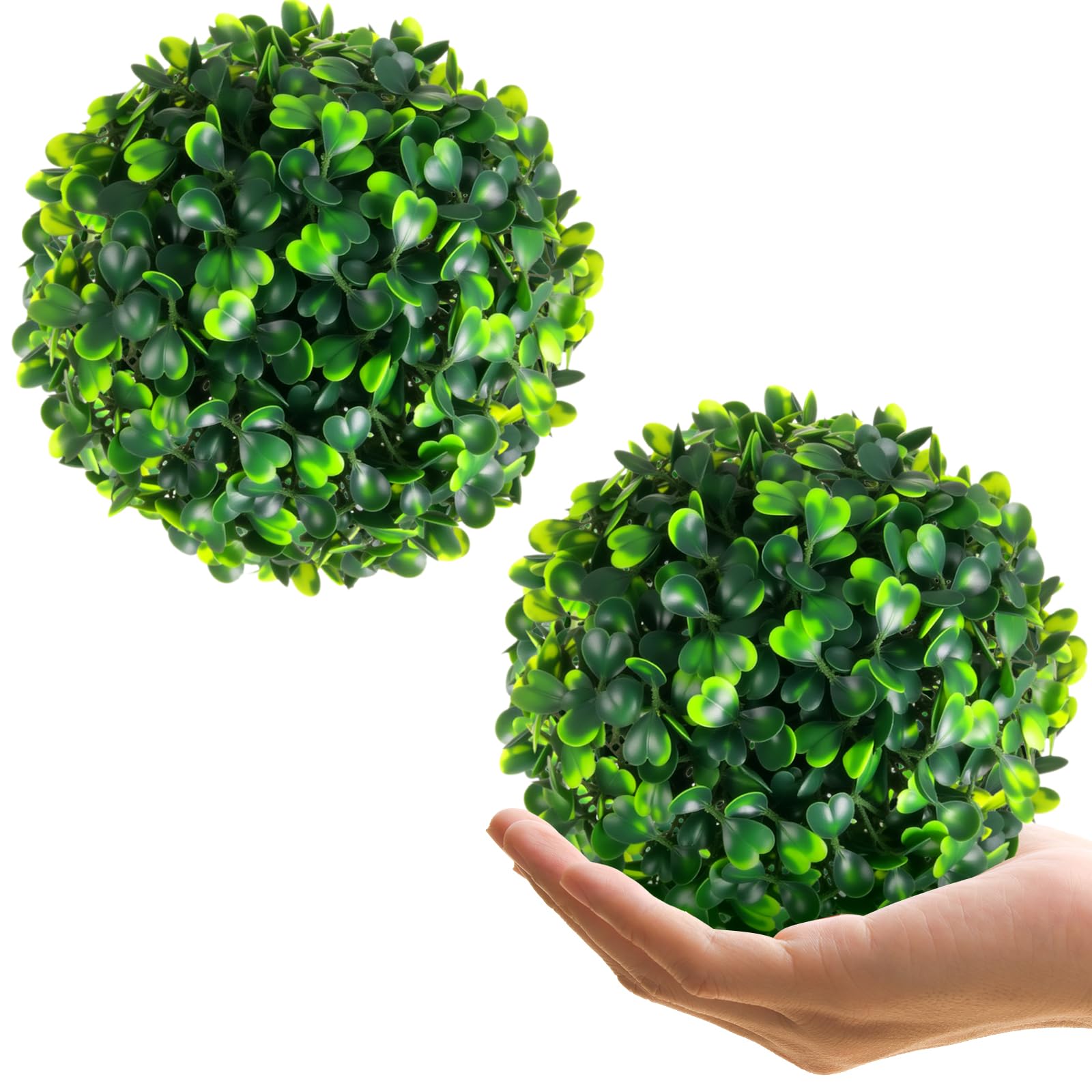 Photo 1 of Hotop 2 Pcs 5 Inch Artificial Plant Topiary Ball 4 Layers Garden Spheres Boxwood Balls Artificial Topiaries Spheres Decorative Plants for Backyard, Balcony, Garden, Indoor Outdoor Decor(Green)