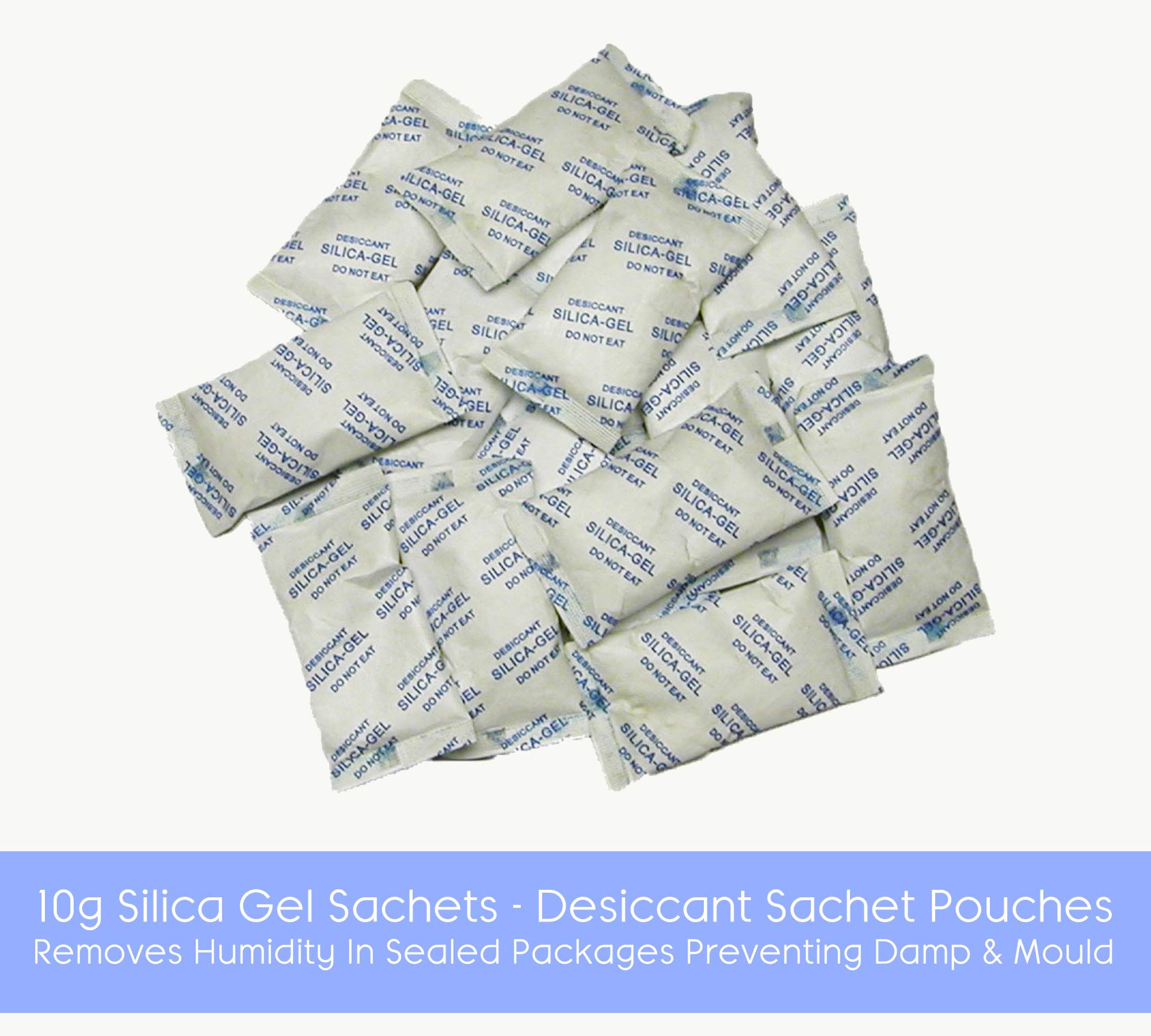 5x 10g Silica Gel Sachets - Desiccant Sachet Pouches Moisture & Damp Absorber Dehumidifier Mildew Odor Remover