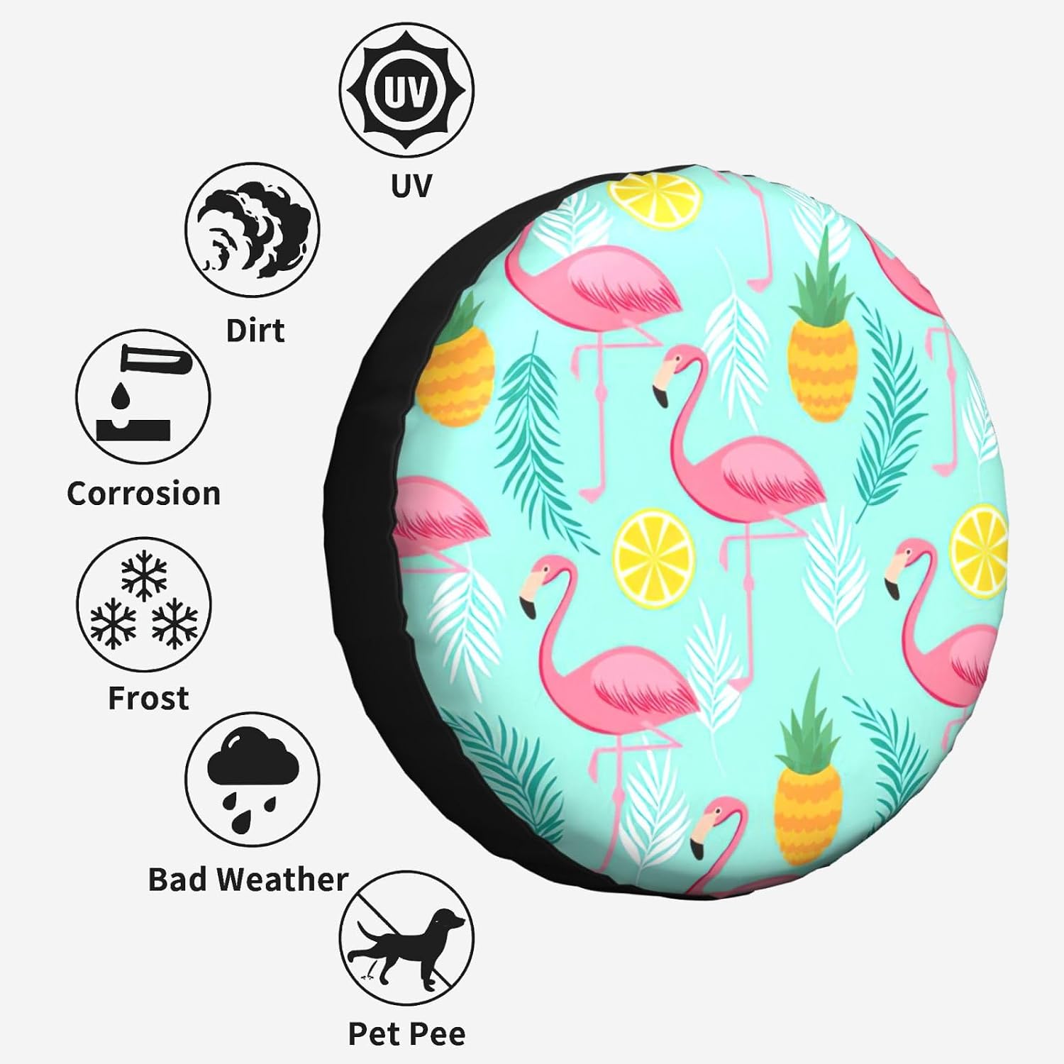 Flamingo Print Tire Cover Universal Spare Wheel for Trailer Rv SUV Truck Camper Travel Accessories
