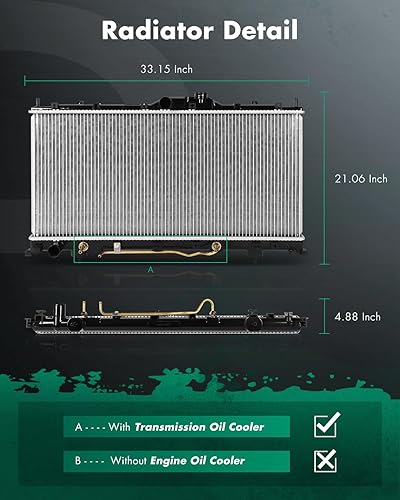 Vista 665 de SCITOO Reemplazo completo del radiador de aluminio para 1993-1998 para Toyota para T100 2.7L 3.0L 3.4L 2090 Radiador