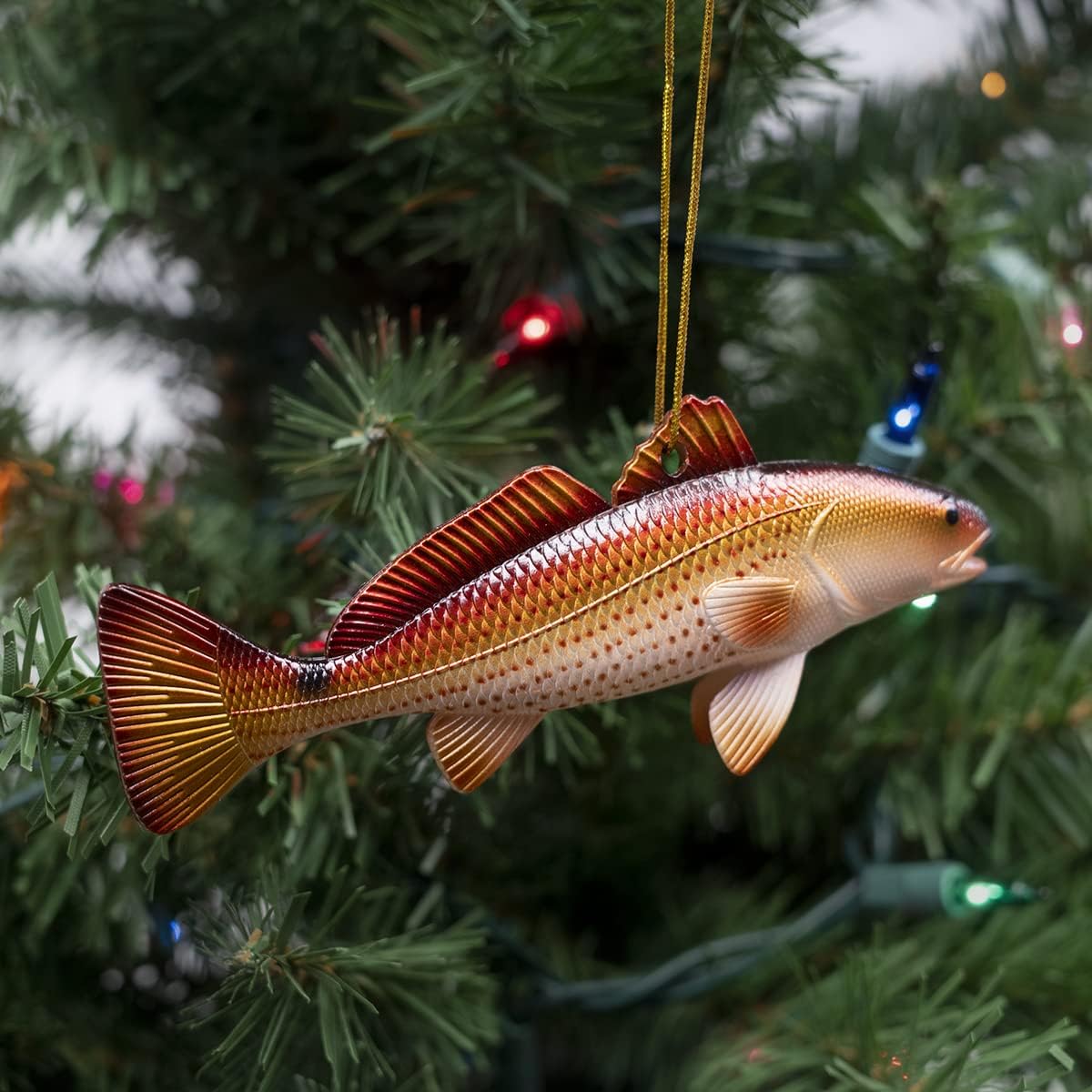 Treasure Gurus 5" Redfish Xmas Gift Topper Coastal Red Drum Fish Hanging Christmas Tree Ornament Nautical Holiday Decor - Image 2