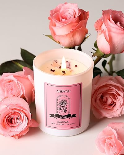 Miniatura 3 de AOOVOO Velas perfumadas de rosa para mujeres - Vela de aromaterapia con cristales en el interior, velas de soya de 7 onzas para perfumar el hogar,