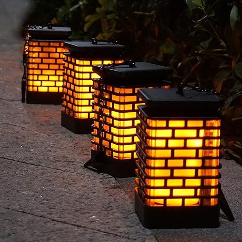 arzerlize Faroles solares para colgar al aire libre decoraciones de jardín luces solares LED llama bailando decoración de patio camino paisaje