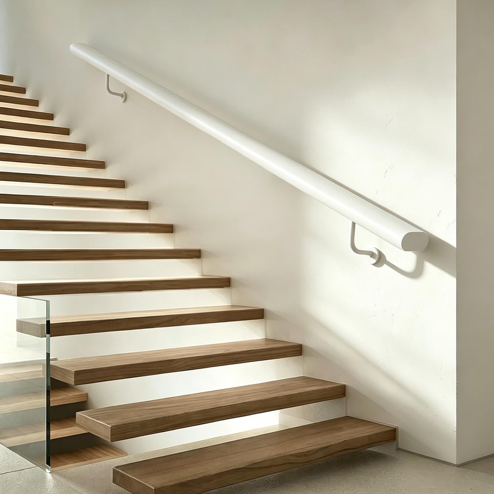 Poręcz balustrady schodów - 1m 150cm 2m 340cm 6m Białe wsporniki balustrady schodów Metalowe wsporniki ścienne z kutego żelaza Poręcze zabezpieczające do wnętrz i na zewnątrz(90cm)