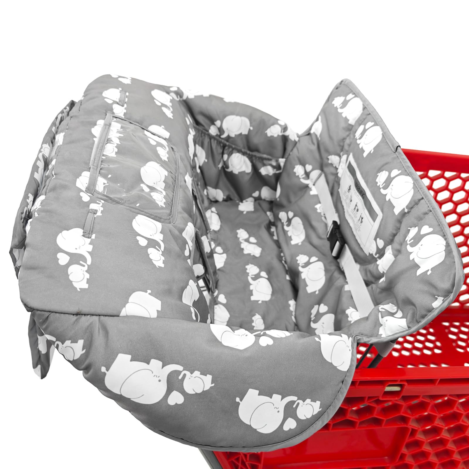 Love&go Funda acolchada para carrito de compras y silla alta 2 en 1 para bebé, estilo plegable, portátil, con bolsa de transporte (gris sin almohada)