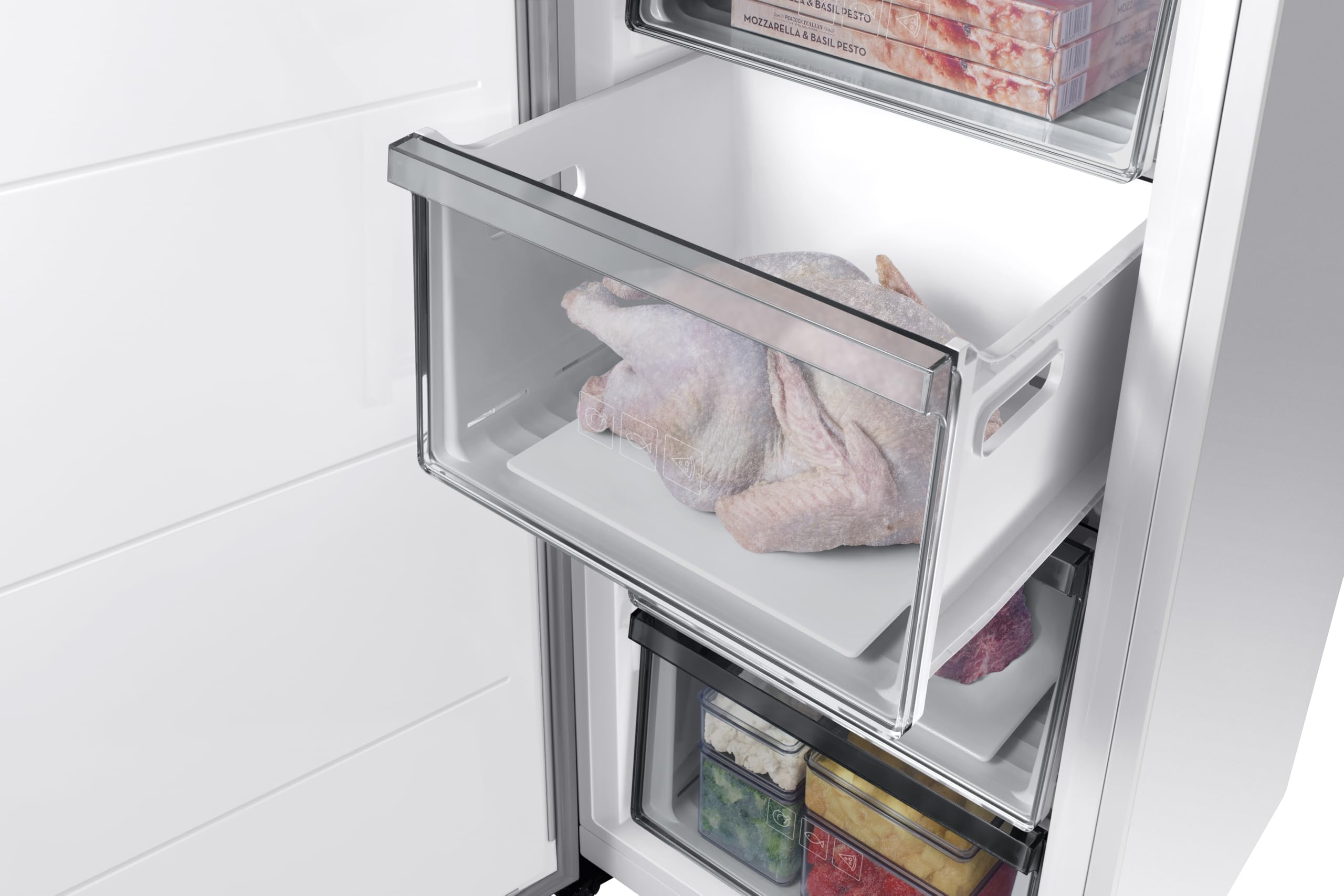 Samsung Congelador Vertical 186cm, 323L, Clase E, Color Blanco, SmartThings, AI Energy Mode, Tecnología SpaceMax™ - RZ32C7ADEWW/EF [Clase de eficiencia energética E]